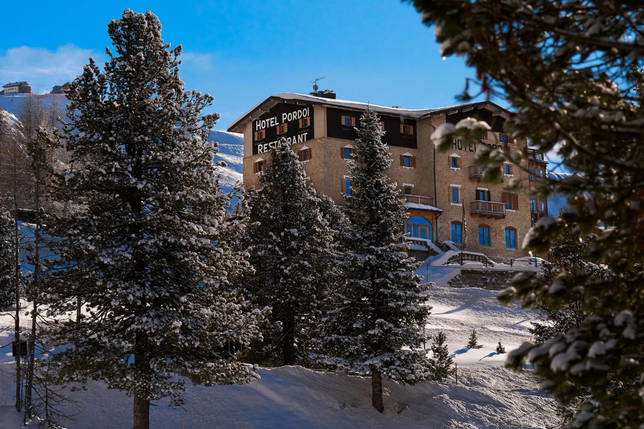 Winter in Hotel Pordoi Passo Pordoi Vegetarian Hotel
