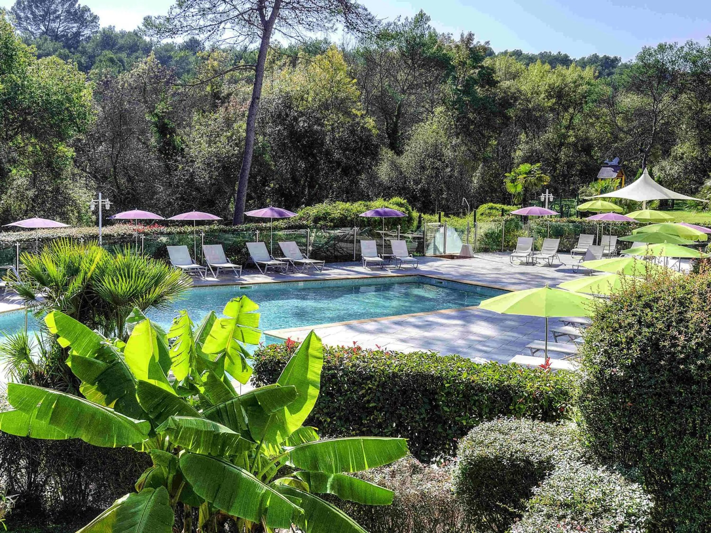 Pool view in Novotel Antibes Sophia Antipolis