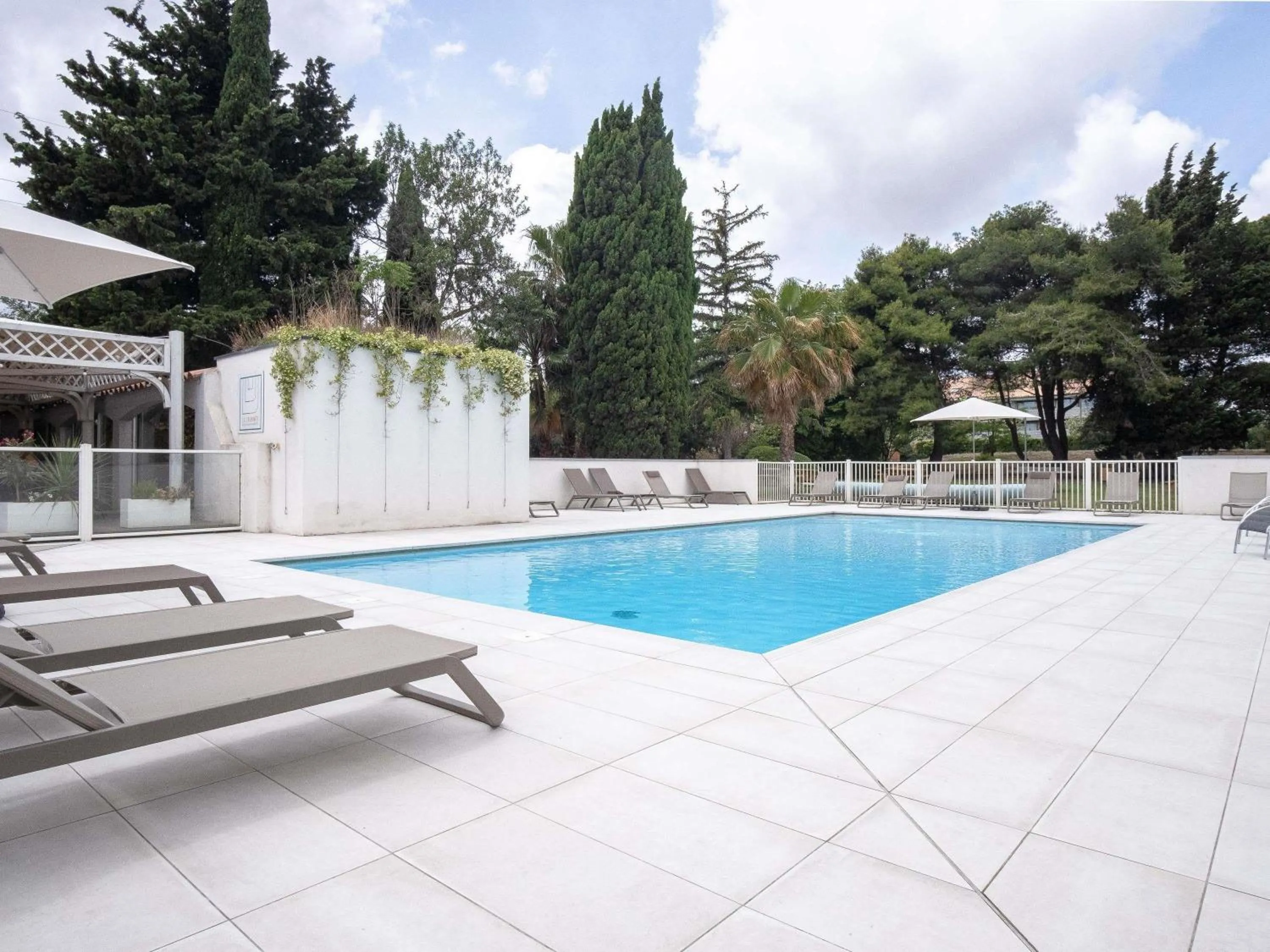 Pool view in Novotel Narbonne Sud A9/A61
