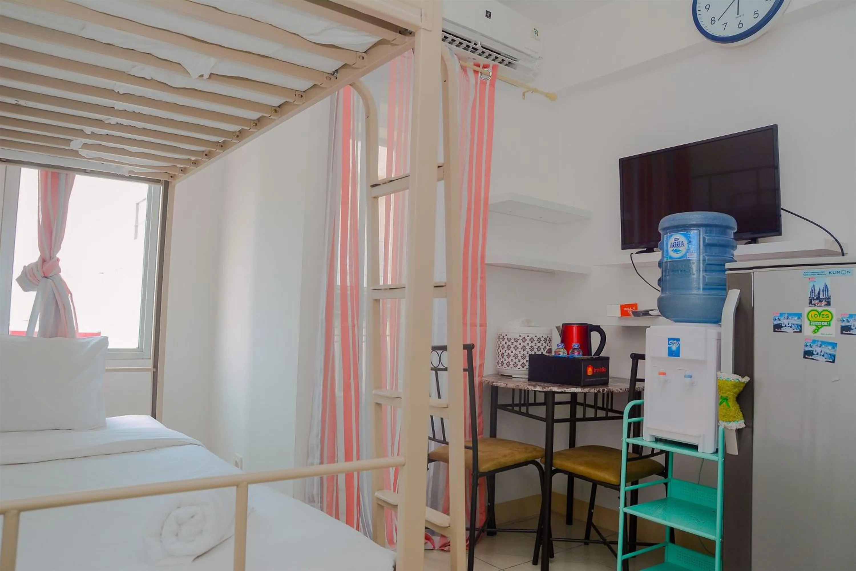 Bed in Green Bay Pluit Studio Apartment with 2 Single Beds By Travelio