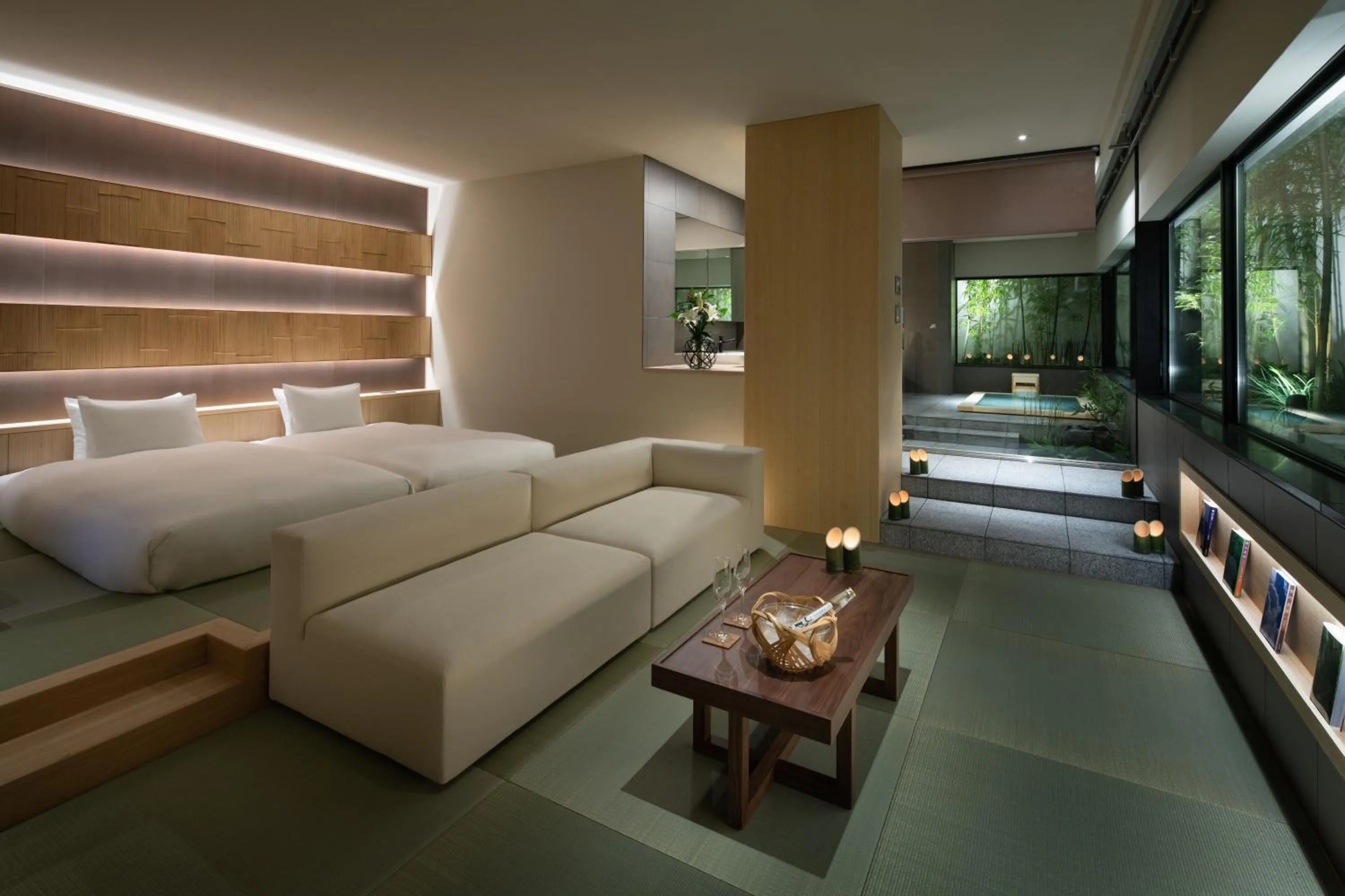 Living room, Bed in THE JUNEI HOTEL Kyoto