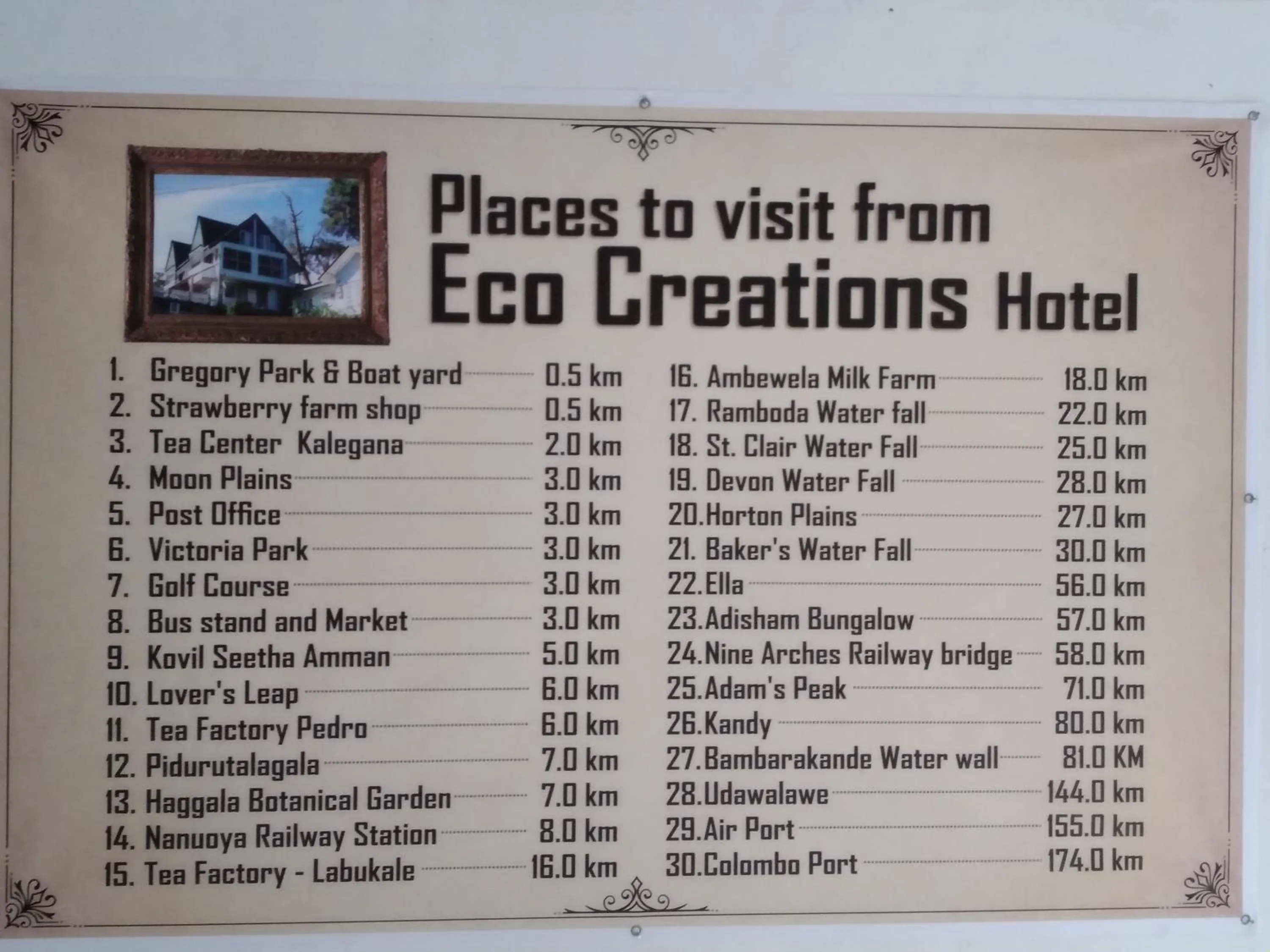 Area and facilities in Eco Creations Nuwaraeliya