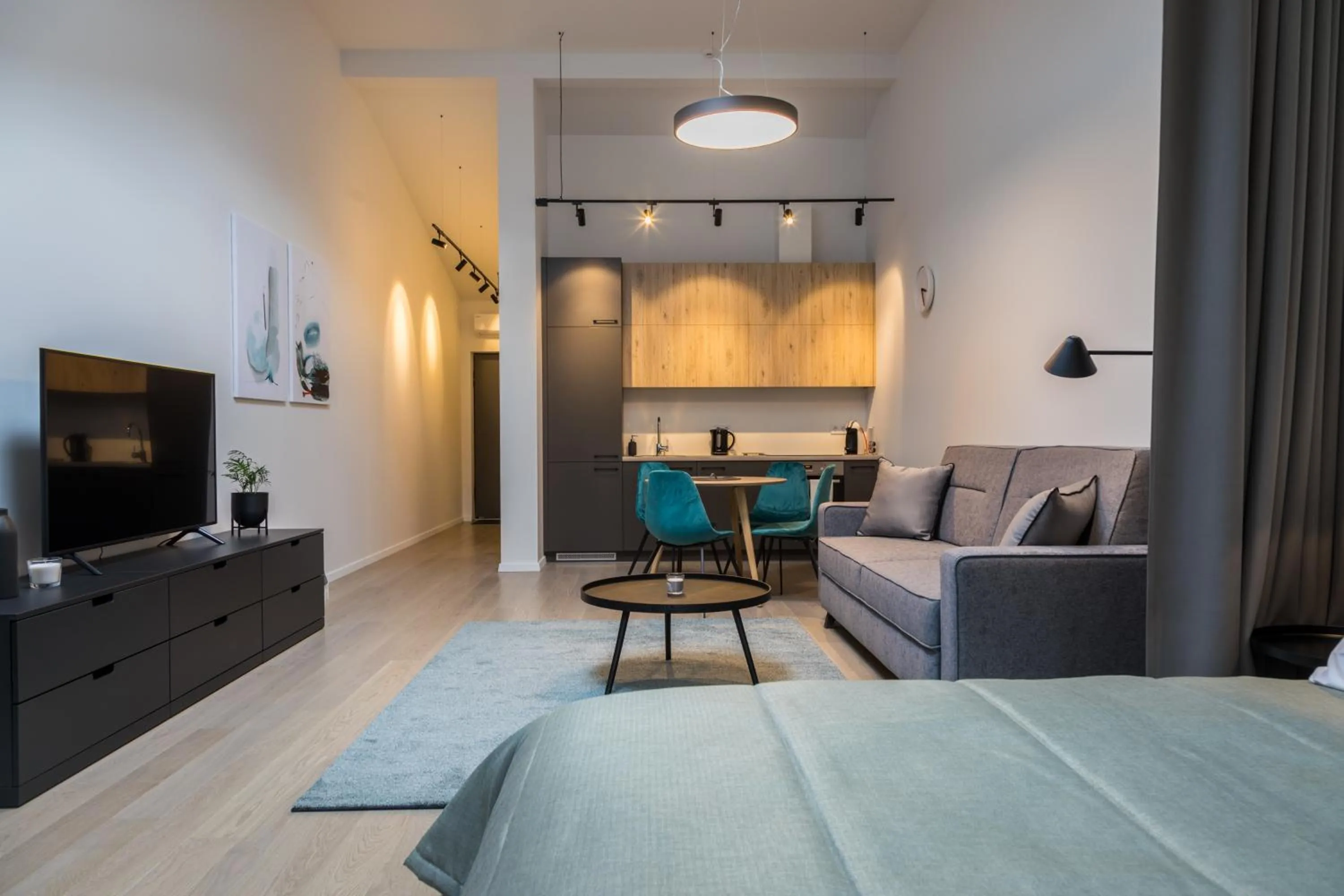 Living room, Bed in Apartment Hotel Laisve