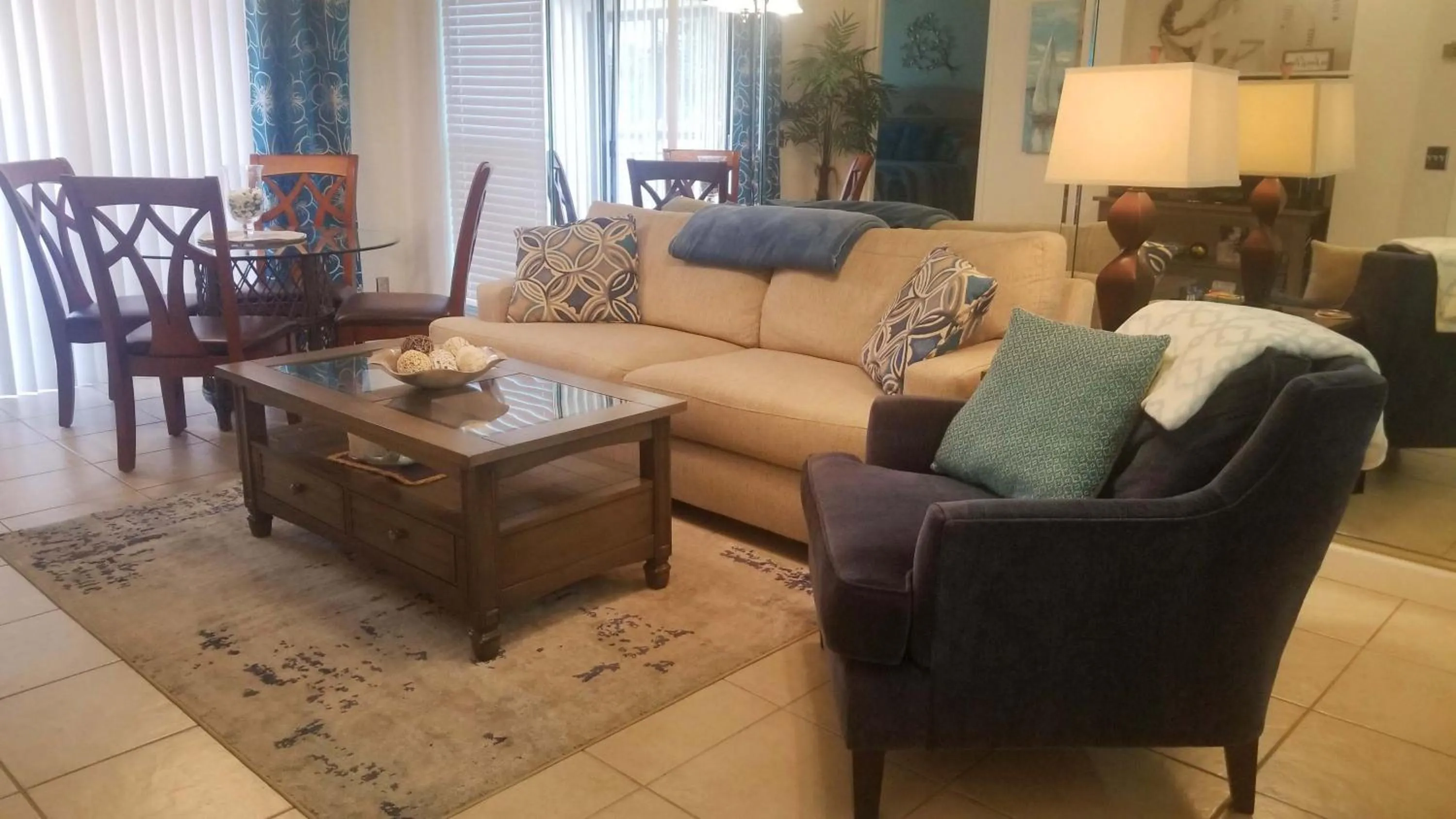 Living room in Gulf Strand Resort by Travel Resort Services