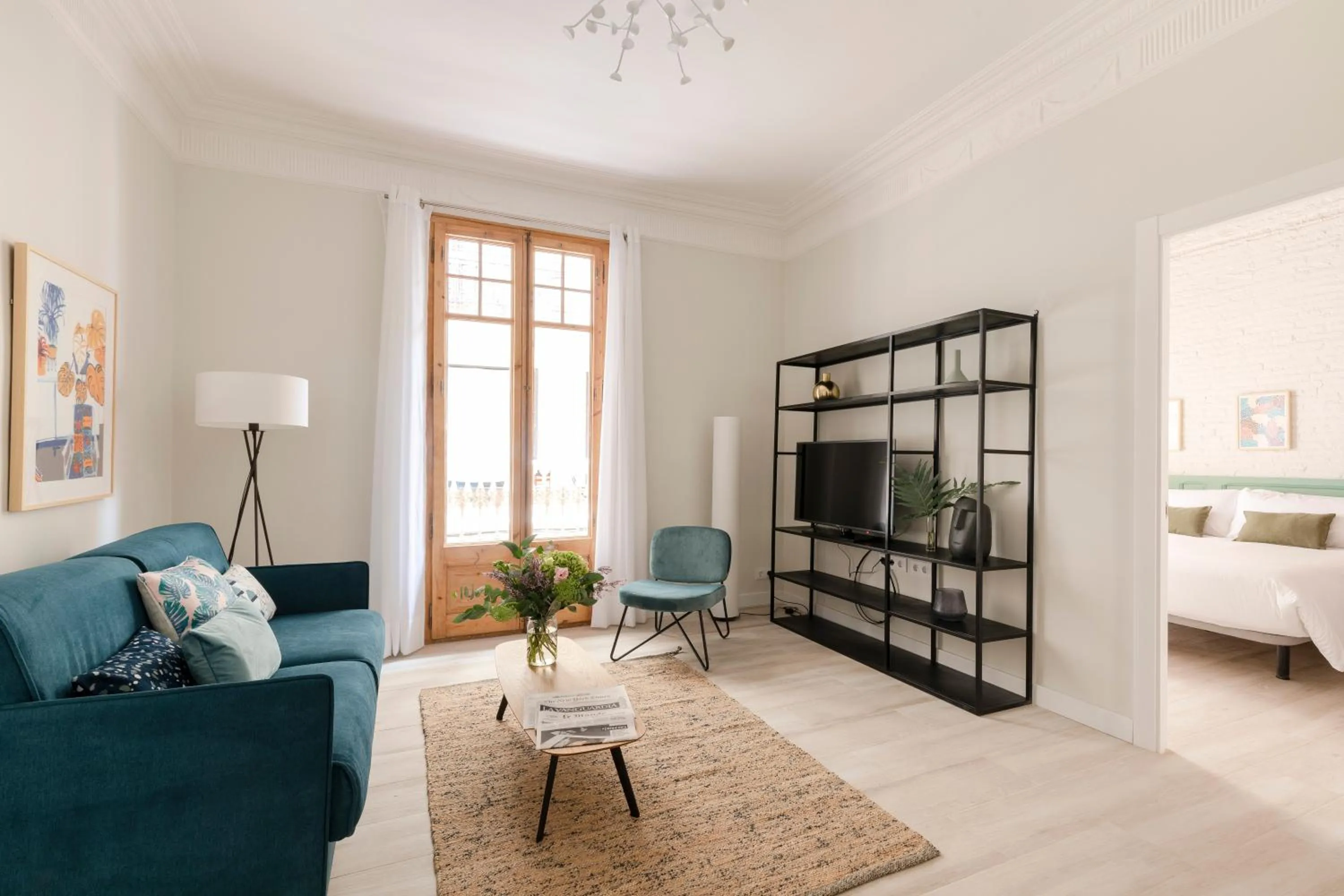 Living room, Bed in Aspasios Gracia Apartments