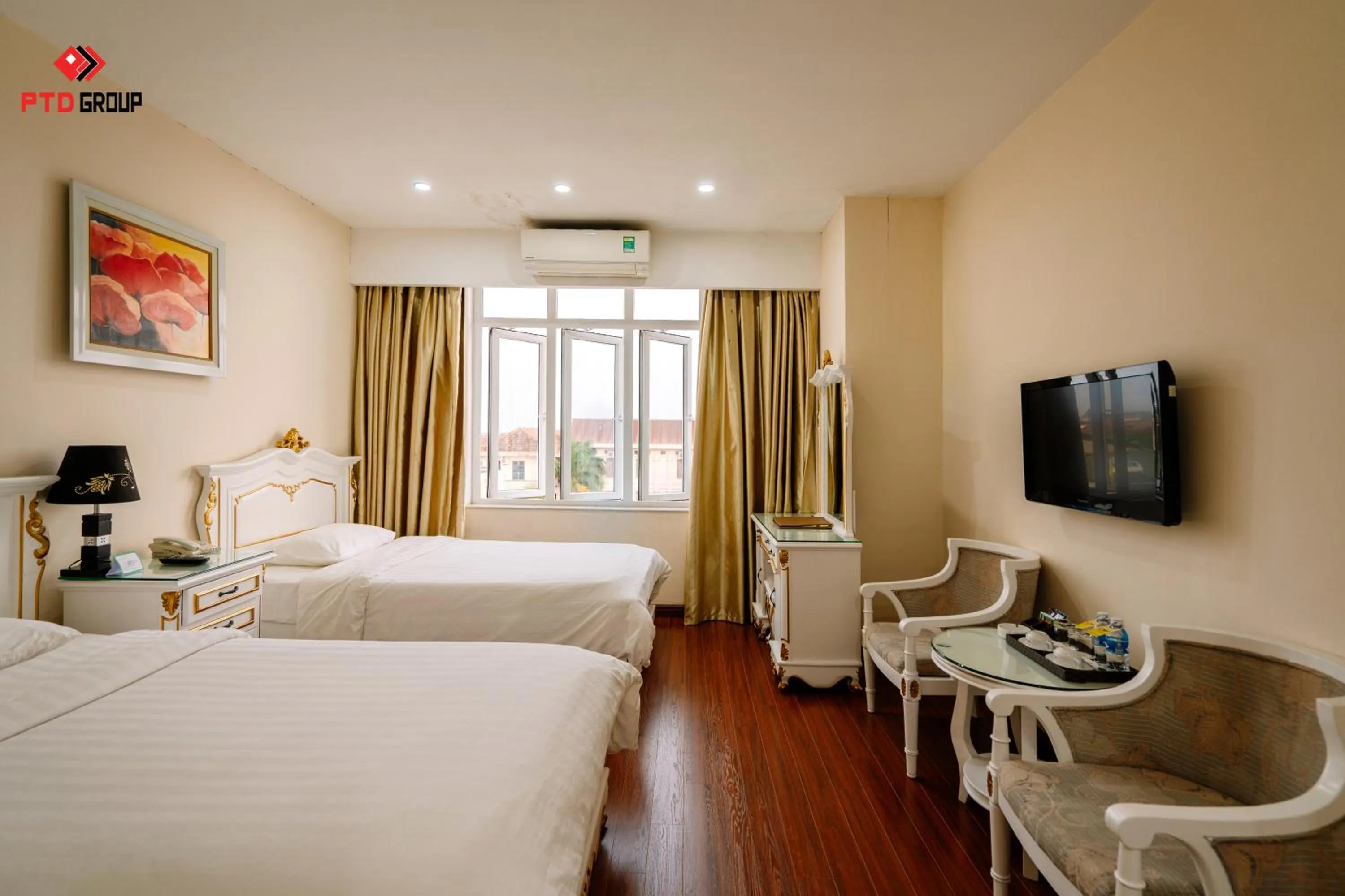 Photo of the whole room, Bed in White Hotel