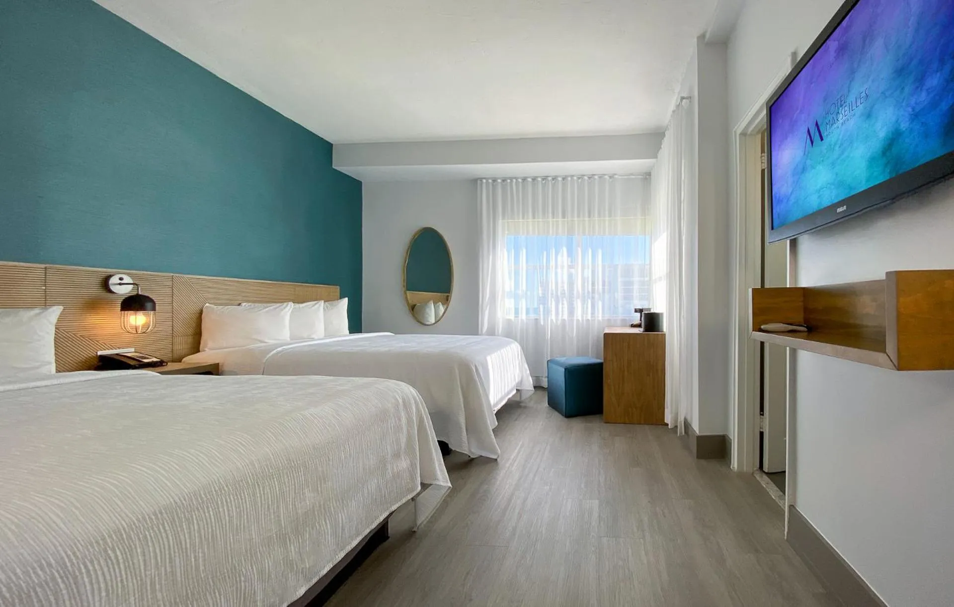 Bed in Marseilles Beachfront Hotel