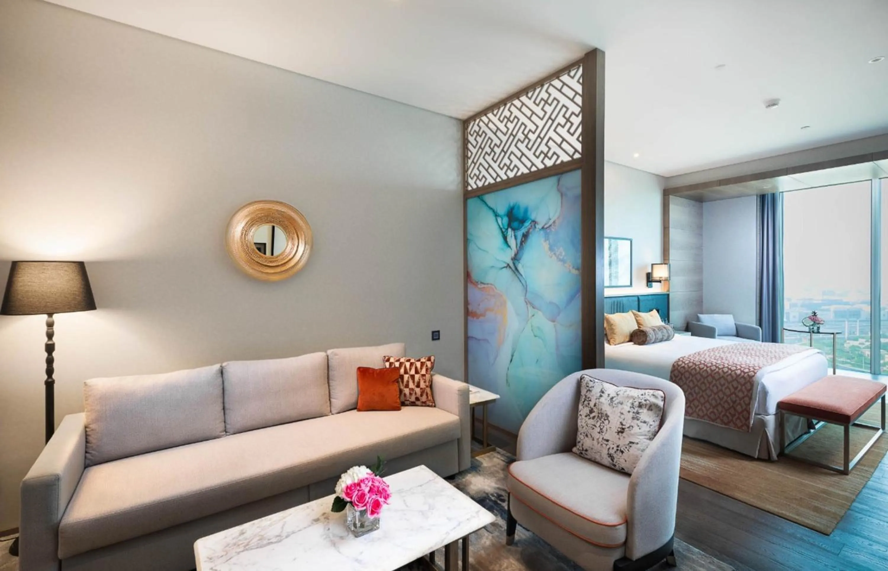 Living room, Bed in Taj Jumeirah Lakes Towers