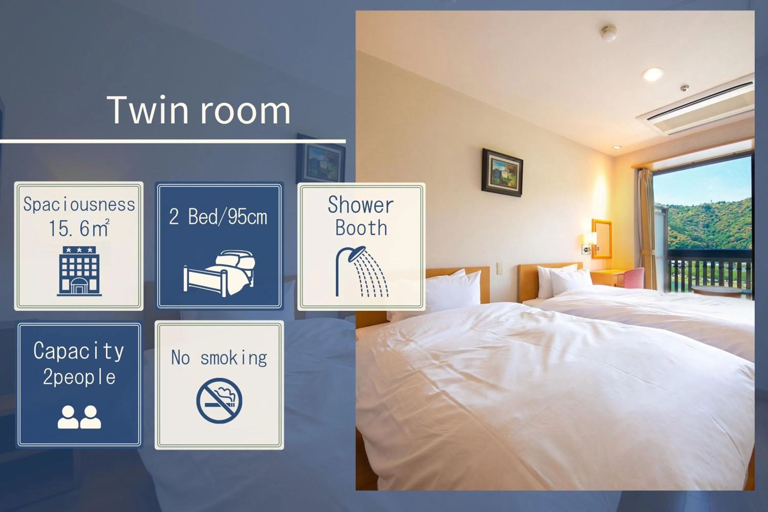 Photo of the whole room, Bed in Iwakuni Kokusai Kanko Hotel