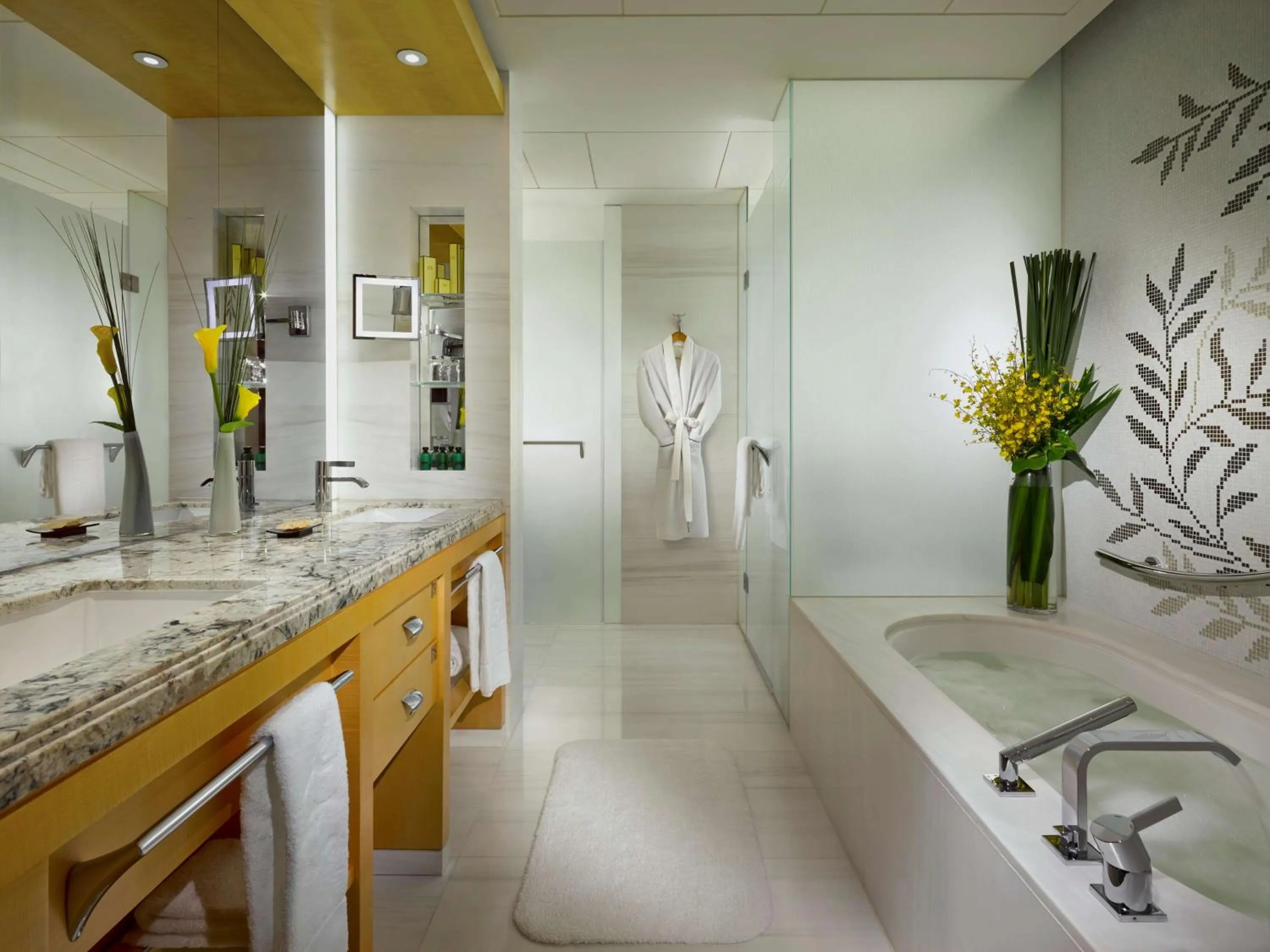 Bathroom in Jing An Shangri-La, Shanghai - sits centrally amid Puxi's iconic landmarks, uniquely positioned nearby Jing'an Temple