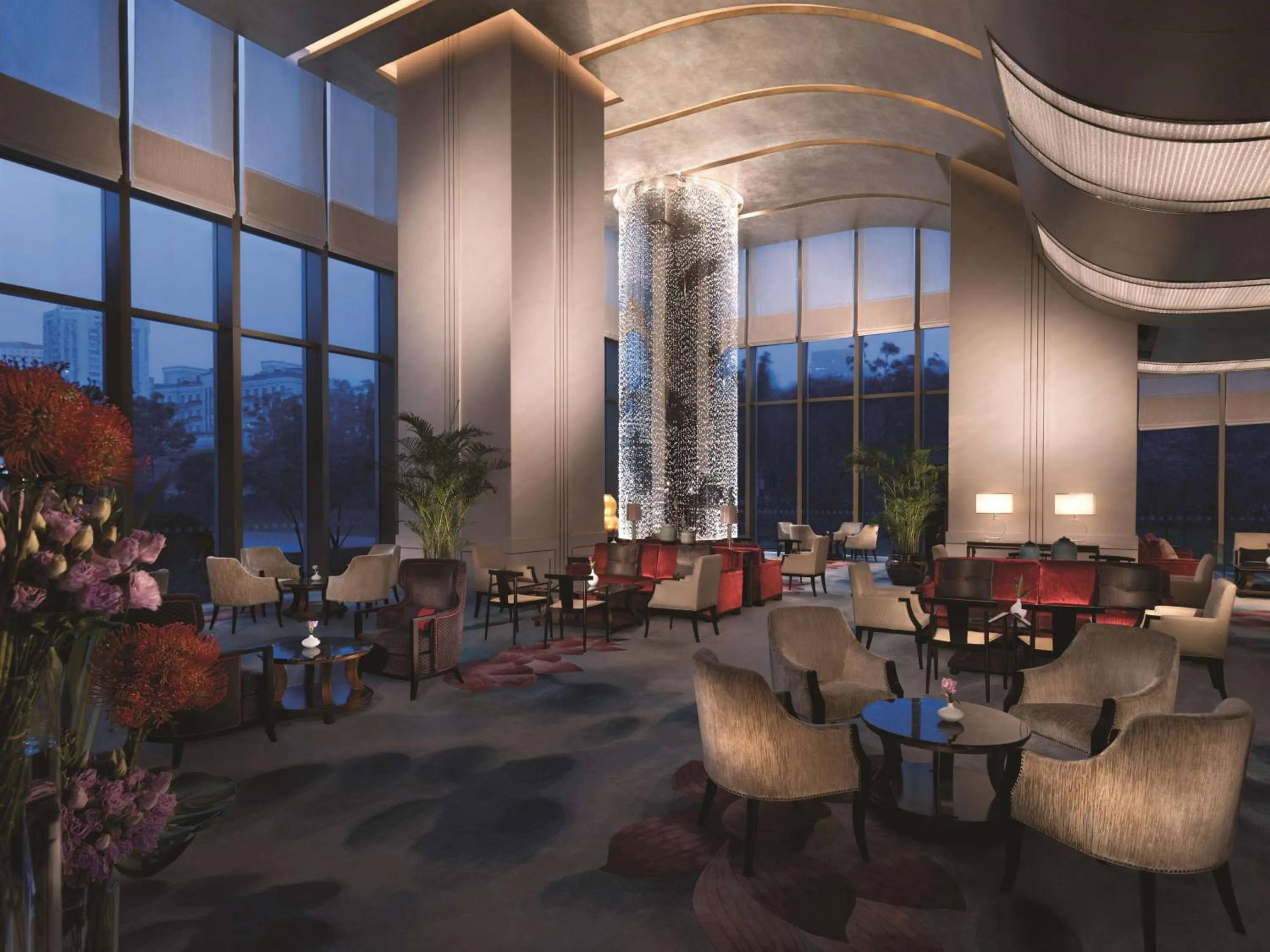 Lounge or bar in Jing An Shangri-La, Shanghai - sits centrally amid Puxi's iconic landmarks, uniquely positioned nearby Jing'an Temple