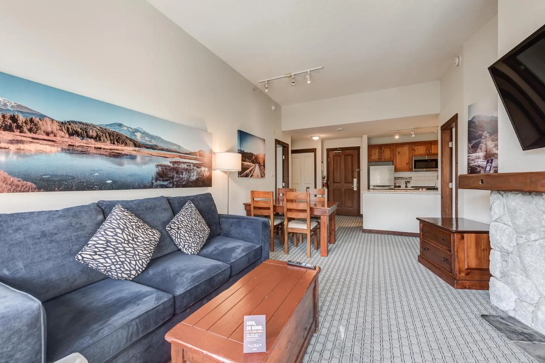 TV and multimedia in Blackcomb Springs Suites by CLIQUE