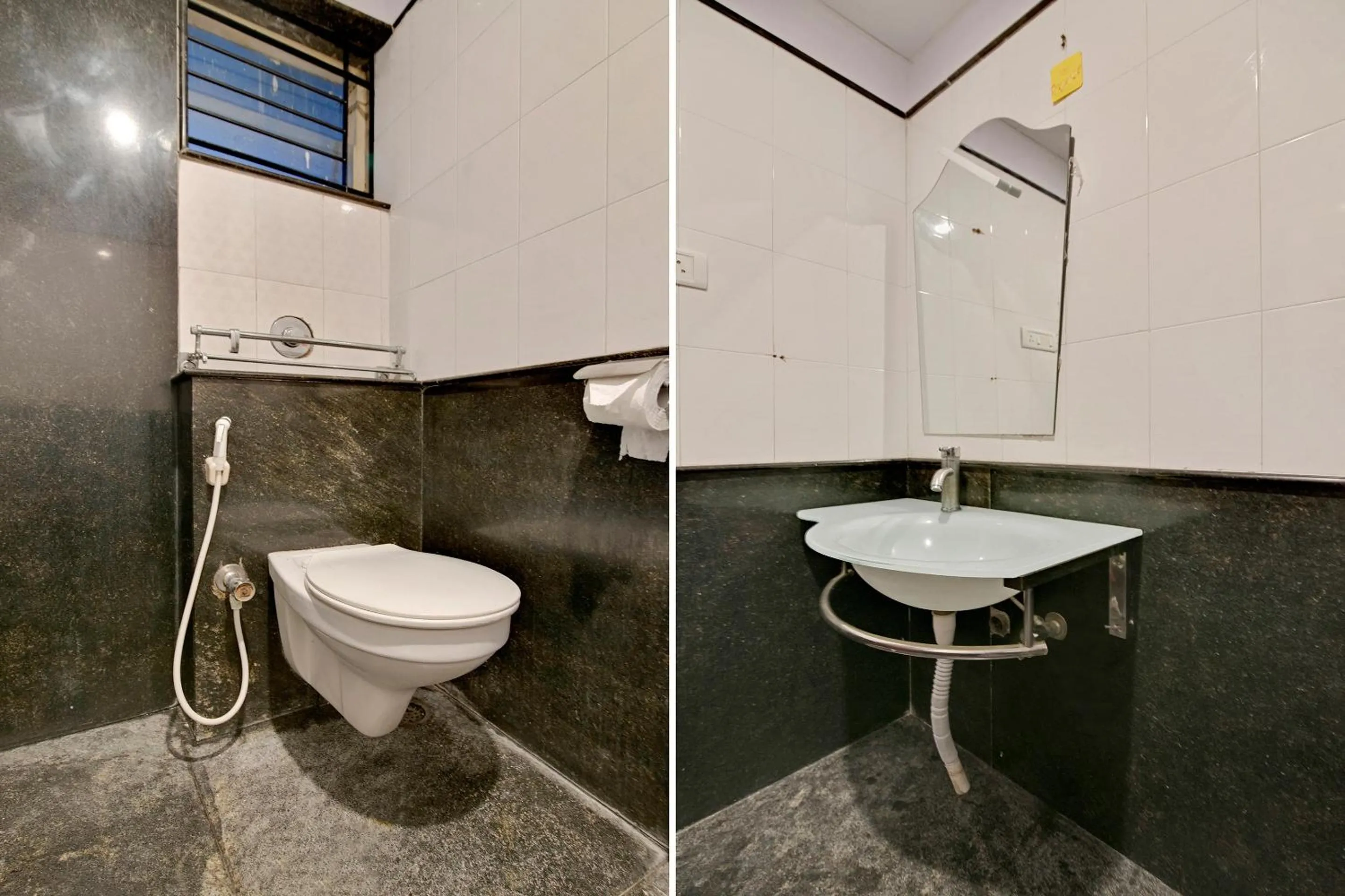 Bathroom in Capital O Elegant Amethyst Business Hotel Near Ragigudda Sri Prasanna Anjaneyaswamy Temple