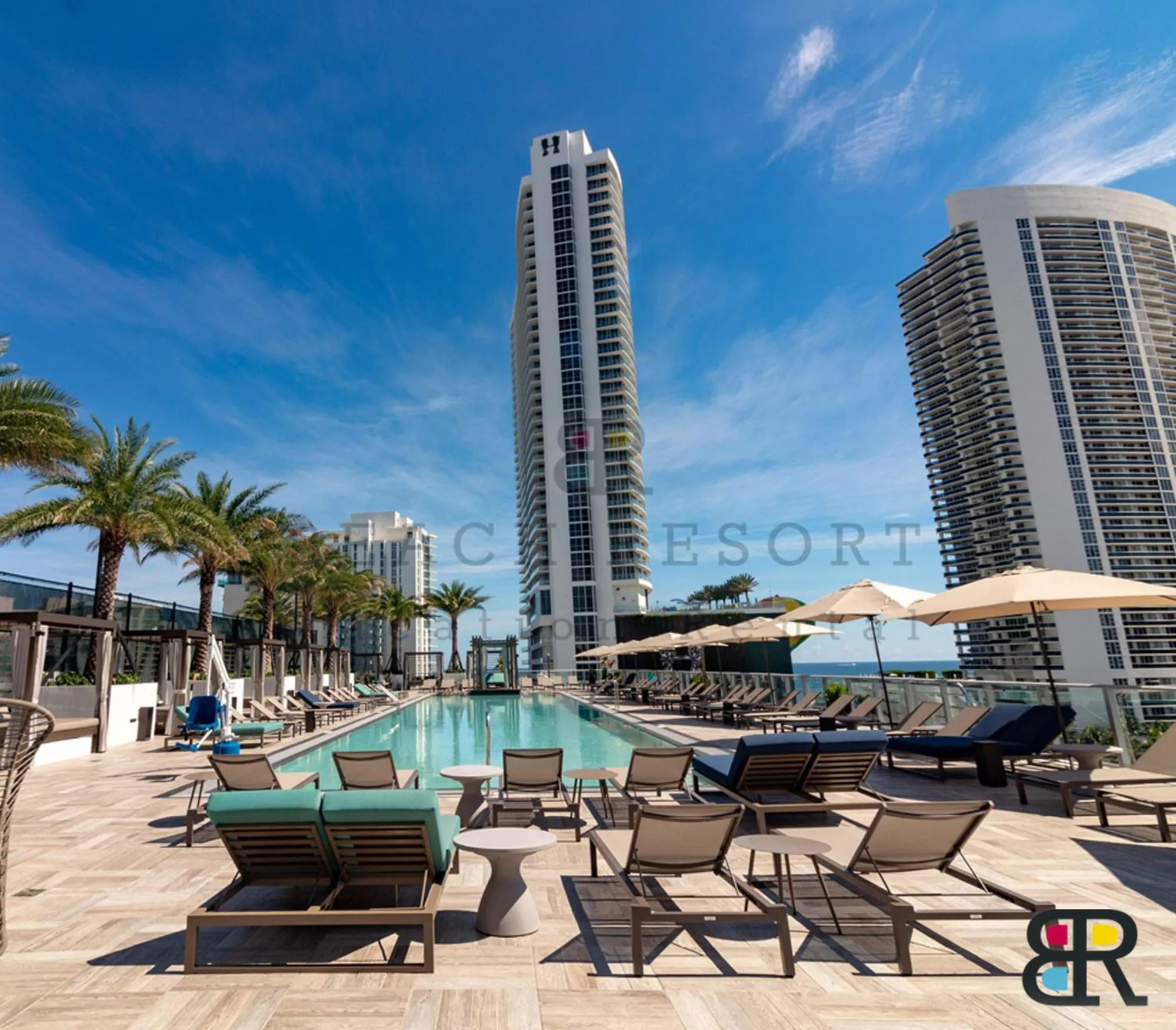 Pool view in HYDE Beach House Apartments