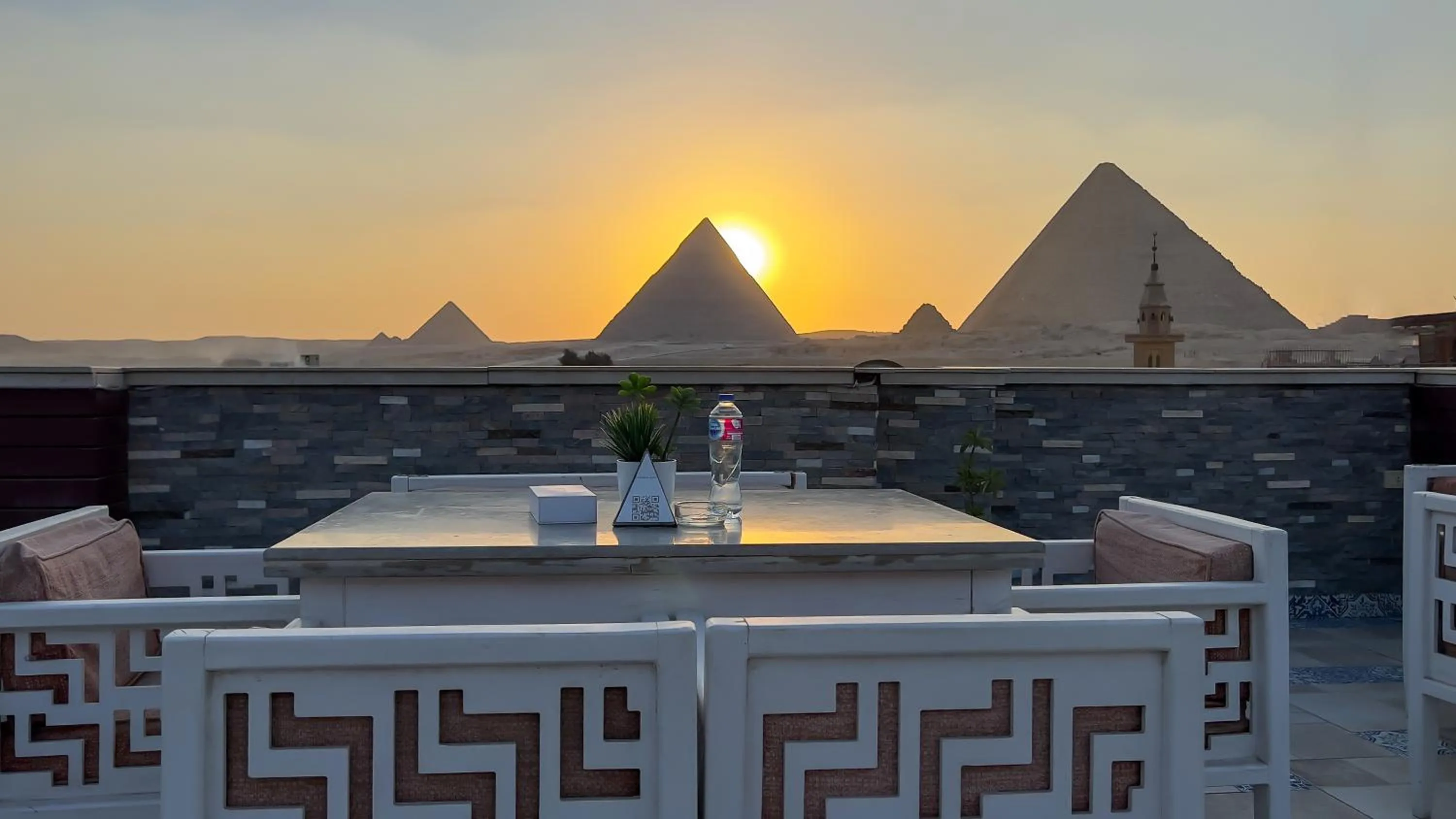Sunset in Pyramid Edge Hotel & Exclusive Pyramids View Rooftop
