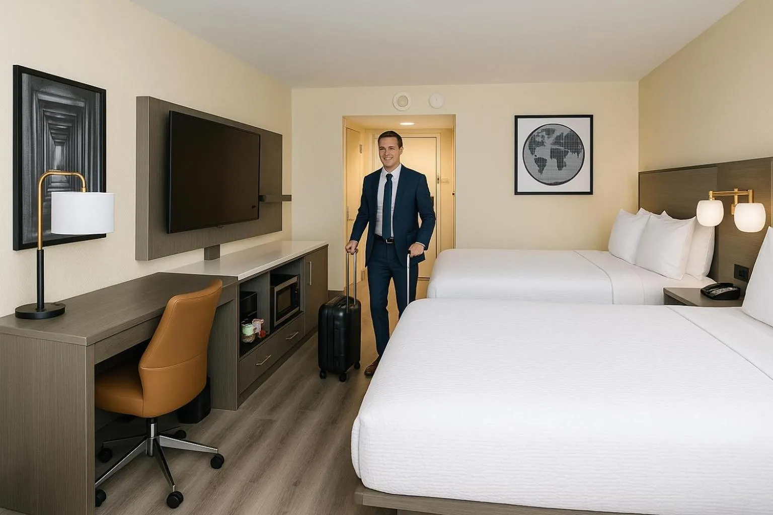 Bedroom, Bed in Ramada Plaza by Wyndham Orlando Resort & Suites Intl Drive - Newly Renovated!