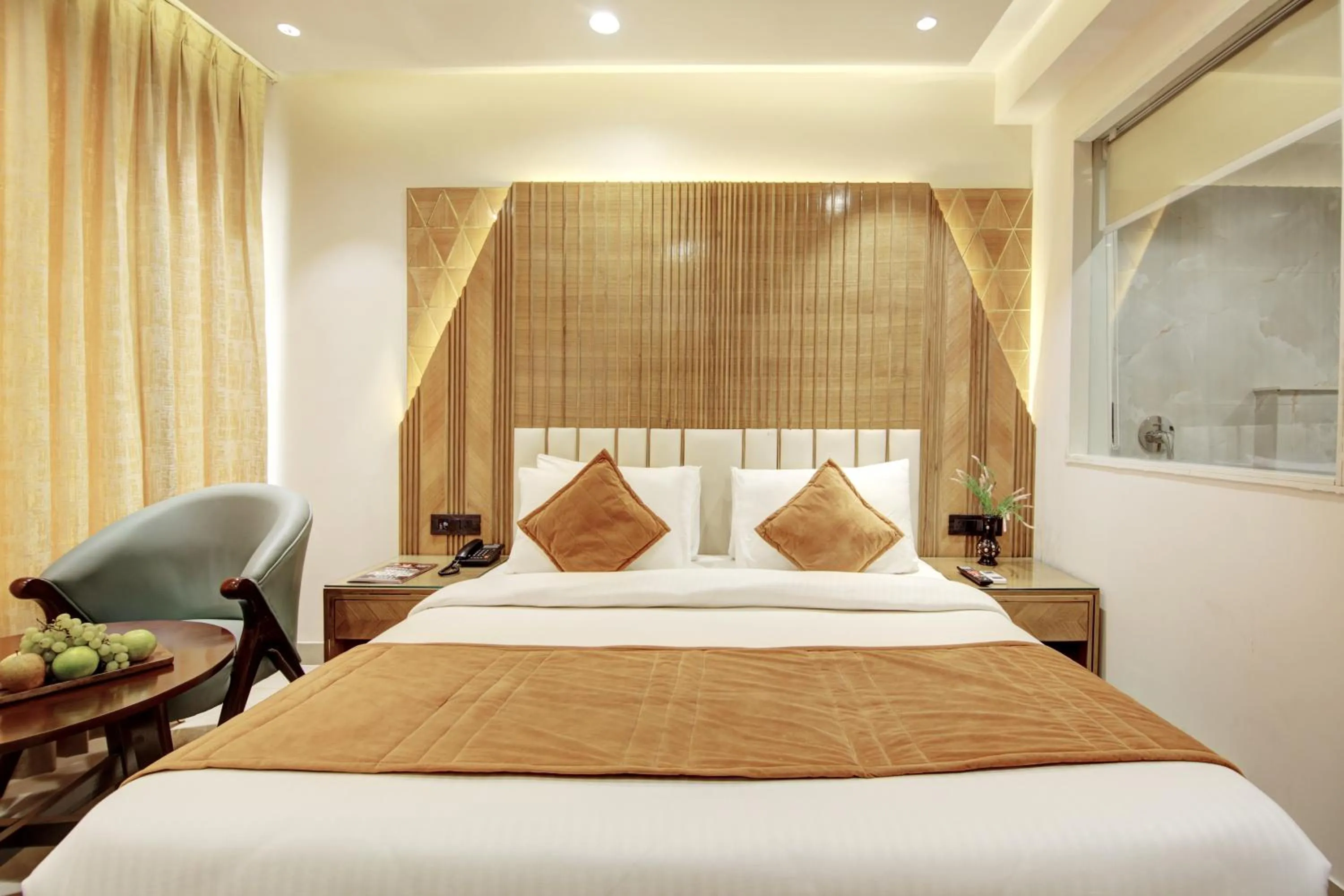 Bedroom, Bed in Hotel Krishna Plaza Just Near New Delhi Station And Connaught Place By M S Hospitality