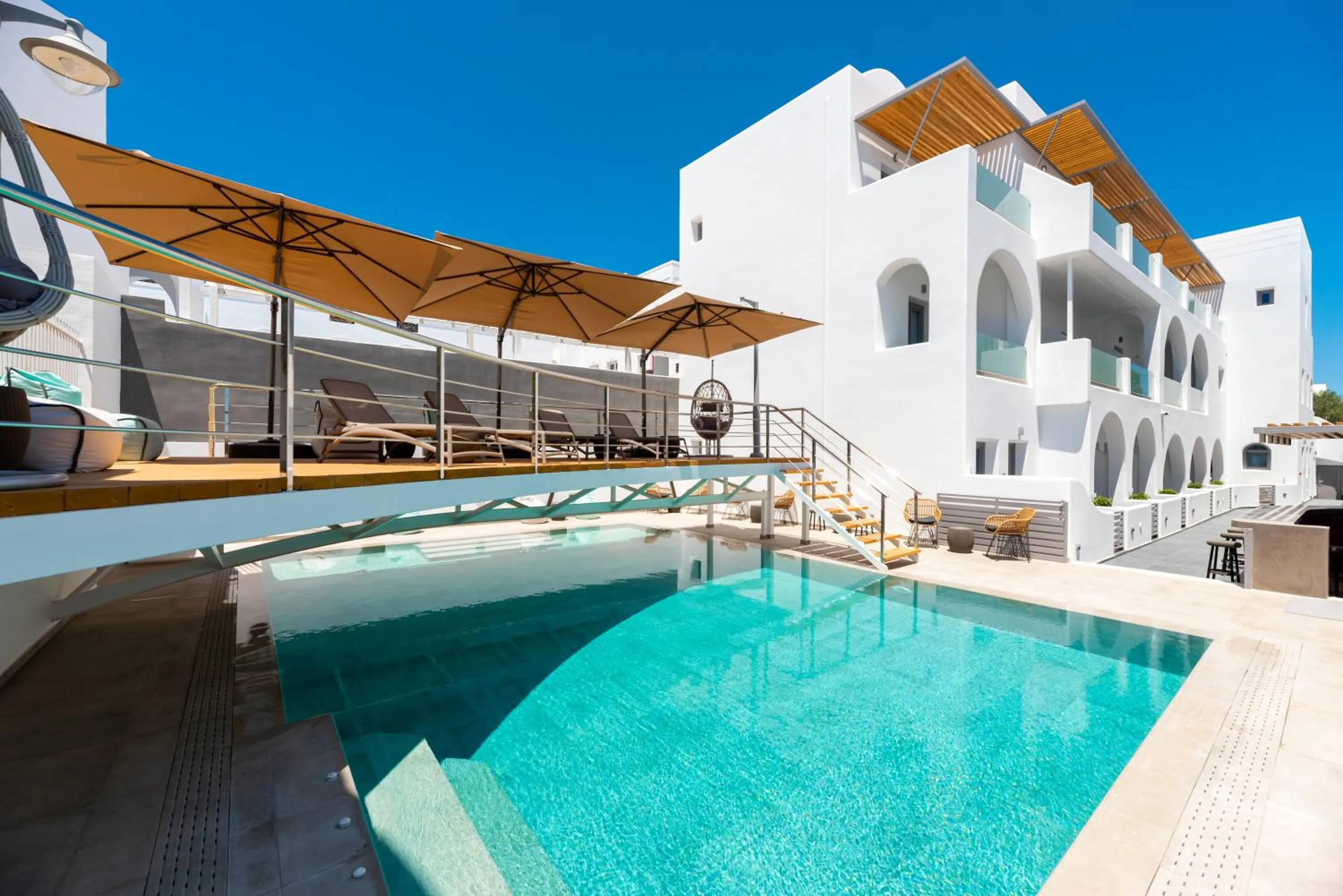 Pool view in Deluxe Suites Santorini