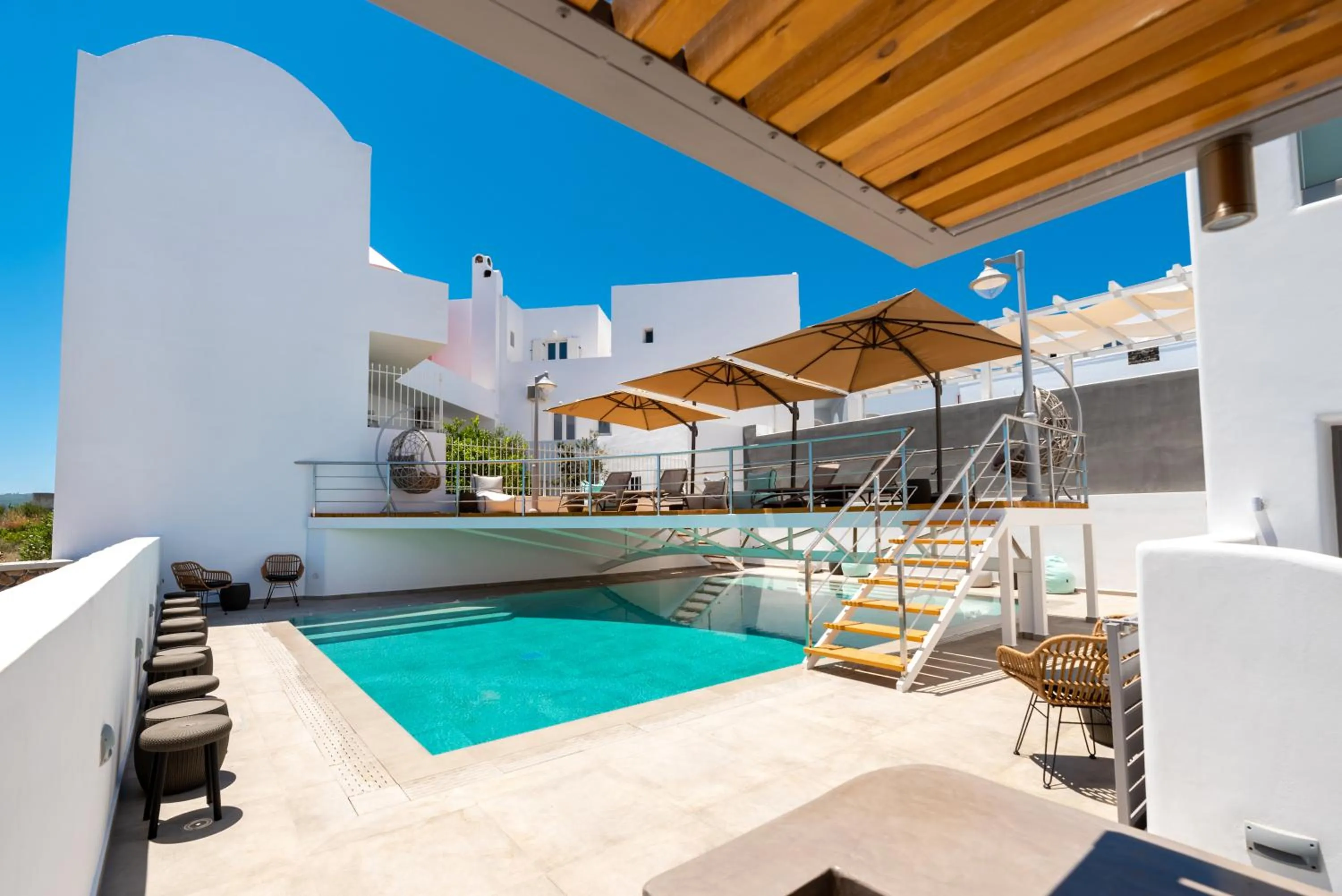 Pool view in Deluxe Suites Santorini