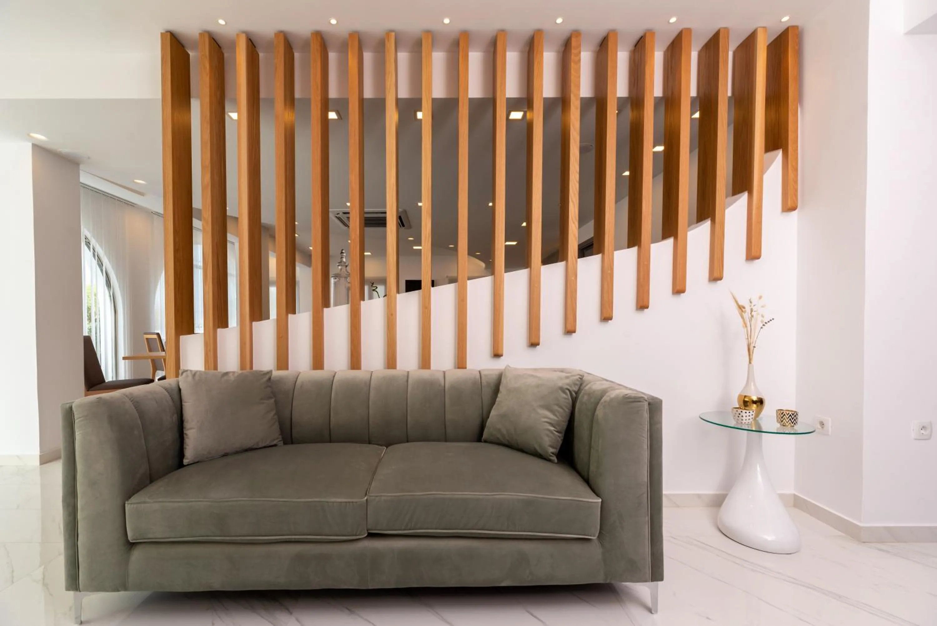 Seating area in Deluxe Suites Santorini