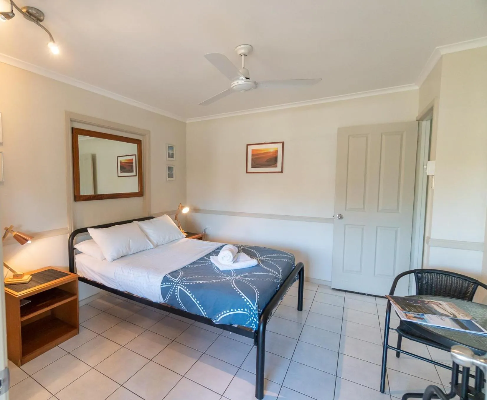 Bed in Woolshed Eco Lodge