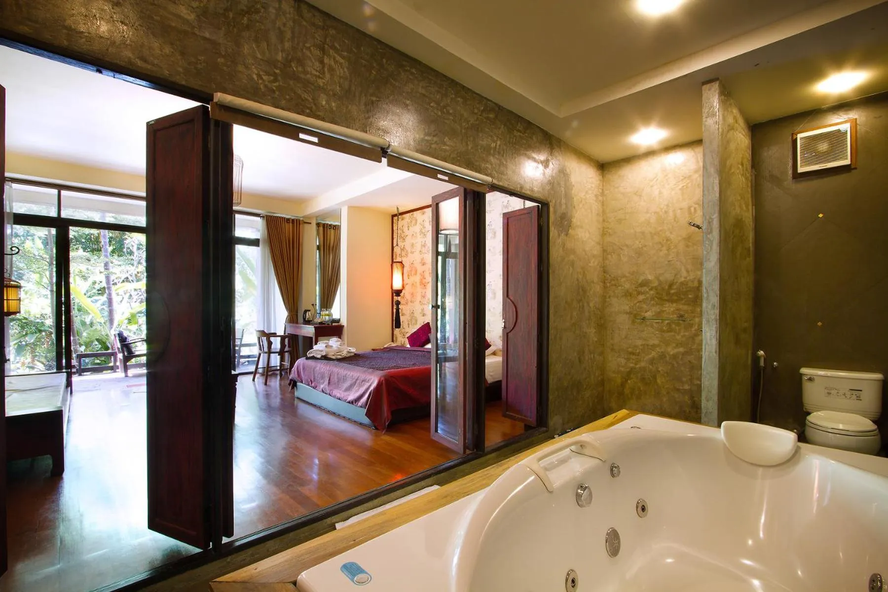 Bathroom, Bed in Sukantara Cascade Resort and Spa