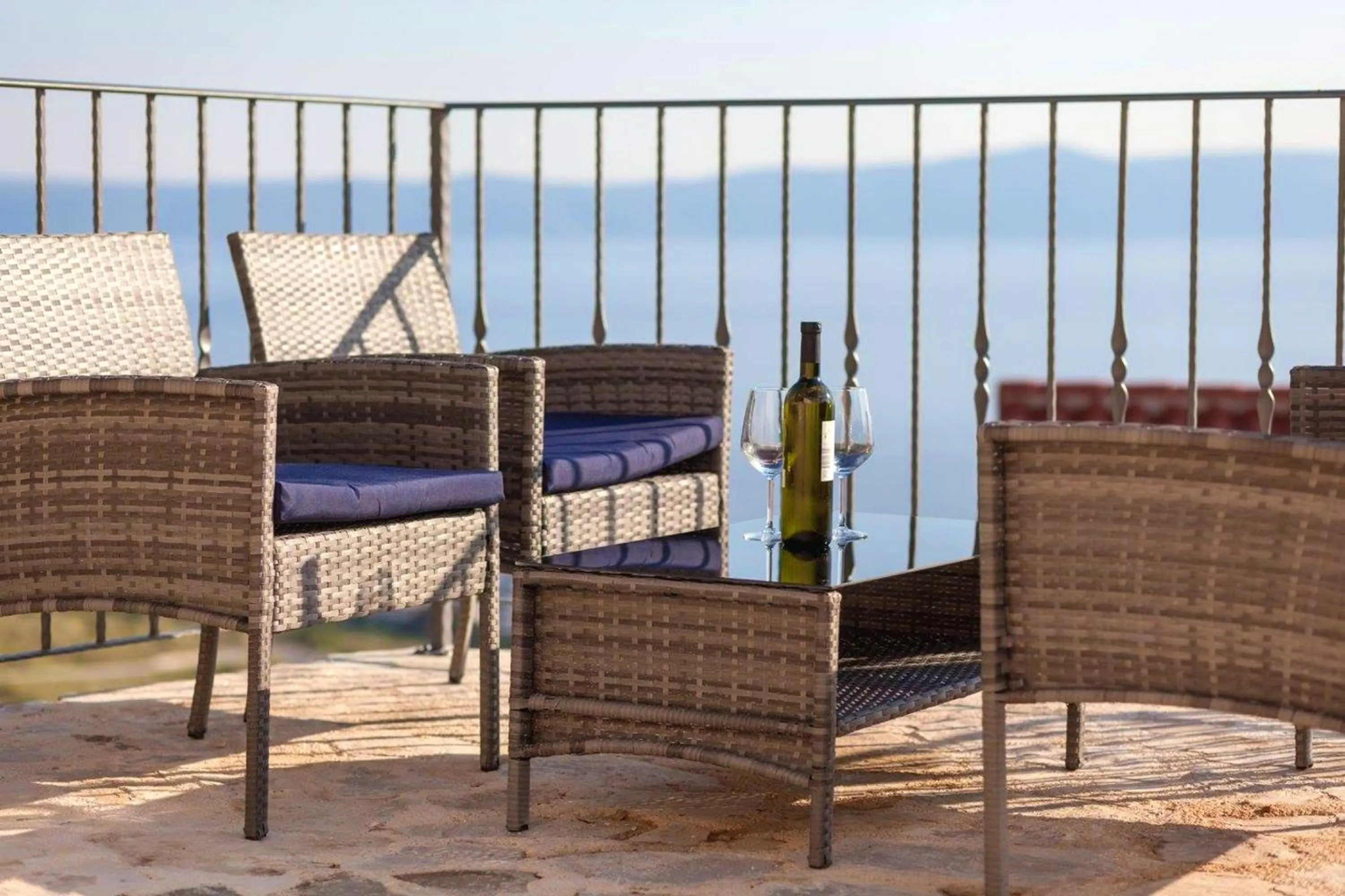Balcony/Terrace in Elegant villa in Podgora with private pool and sea view