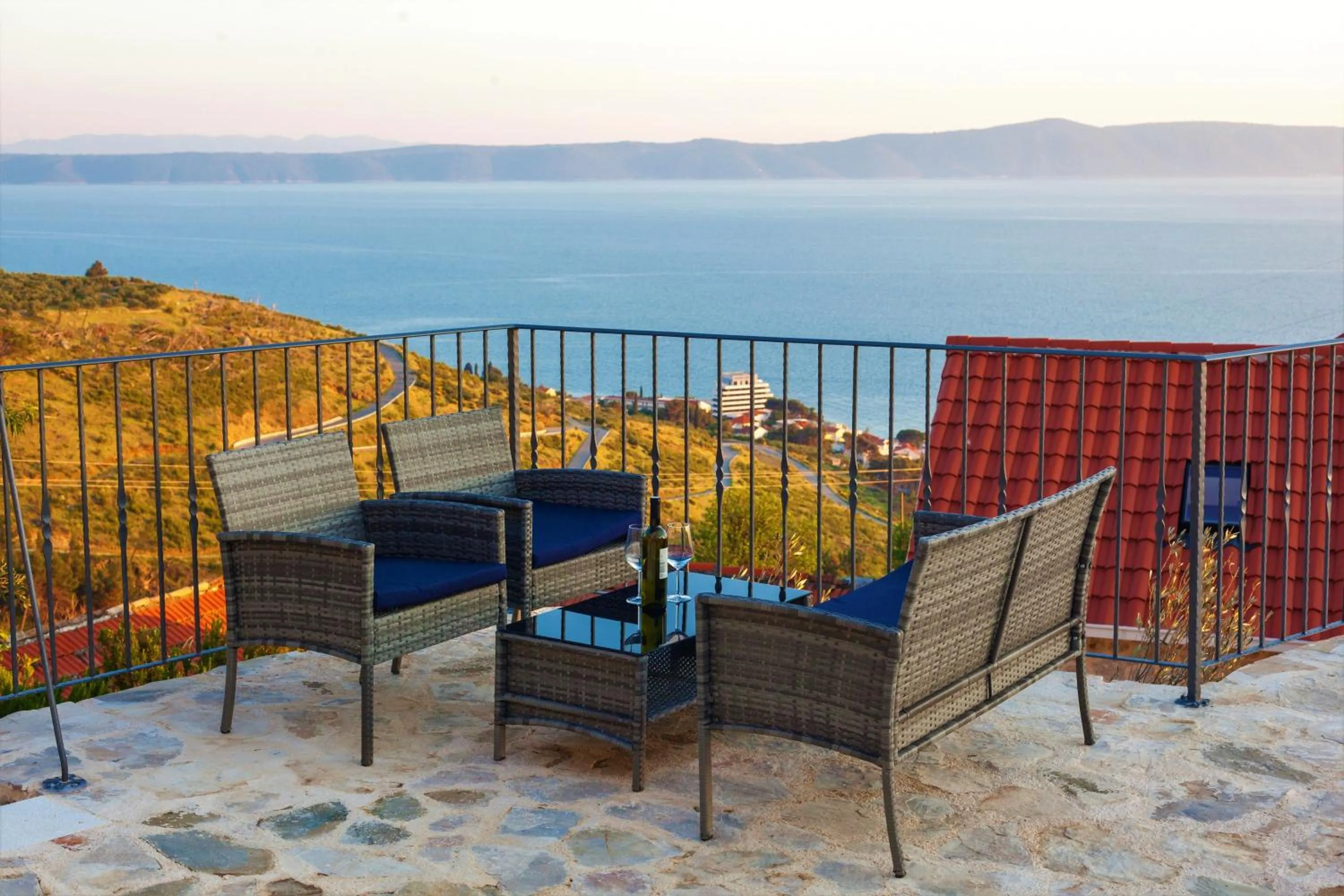 Balcony/Terrace in Elegant villa in Podgora with private pool and sea view