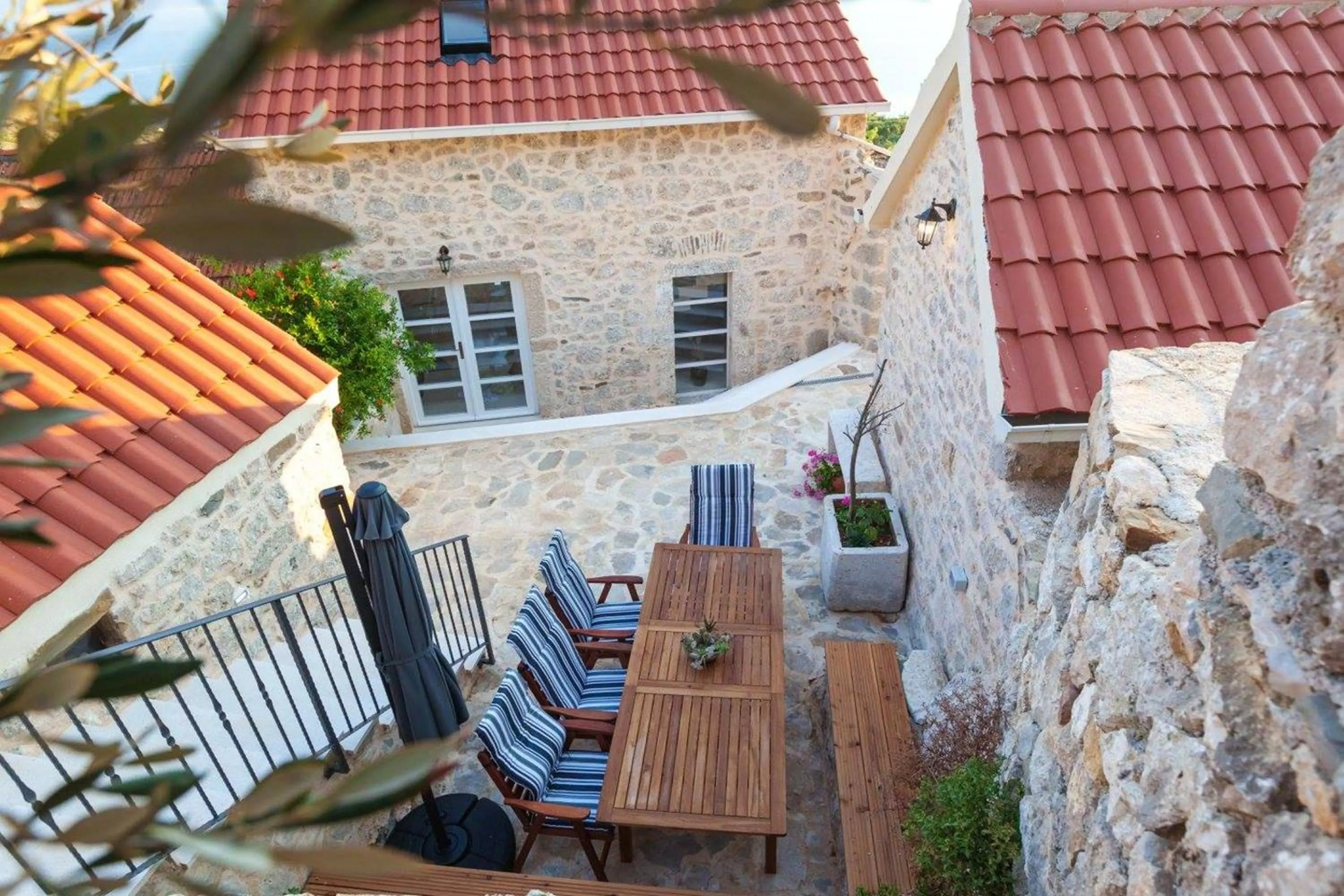 Balcony/Terrace in Elegant villa in Podgora with private pool and sea view