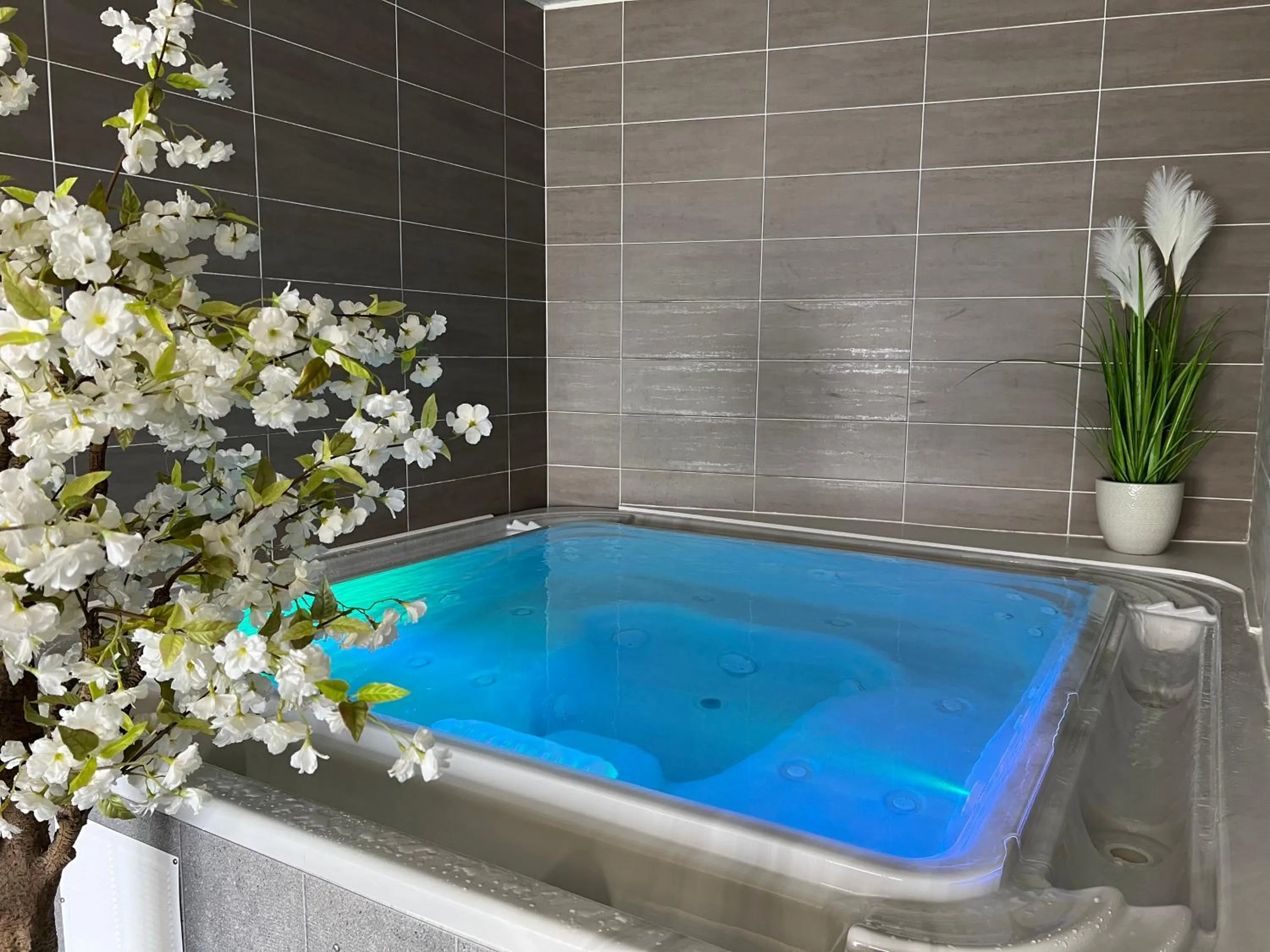 Hot Tub in Hôtel Calme Des Pins & Spa