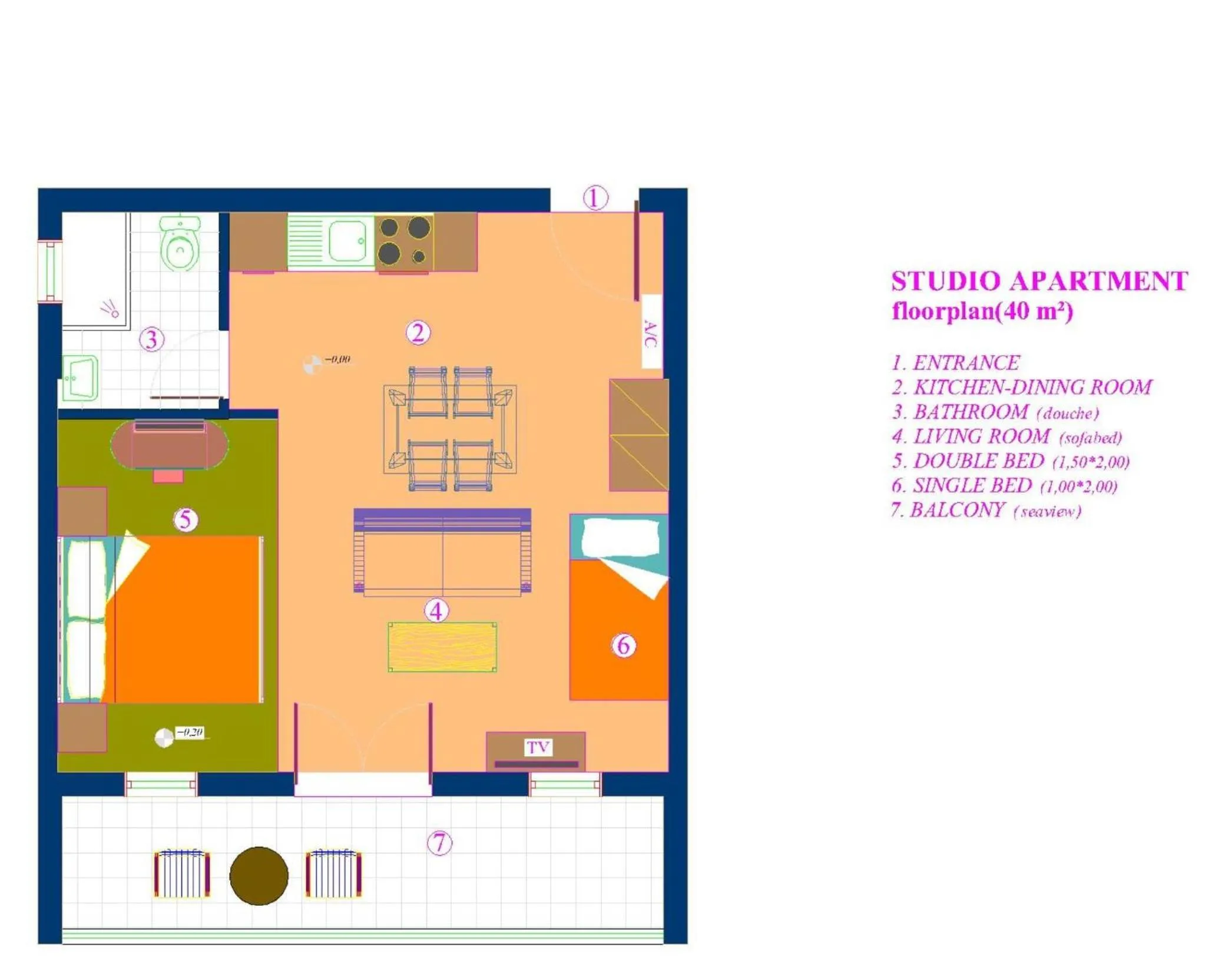 Floor plan in Mikros Gialos Apartments