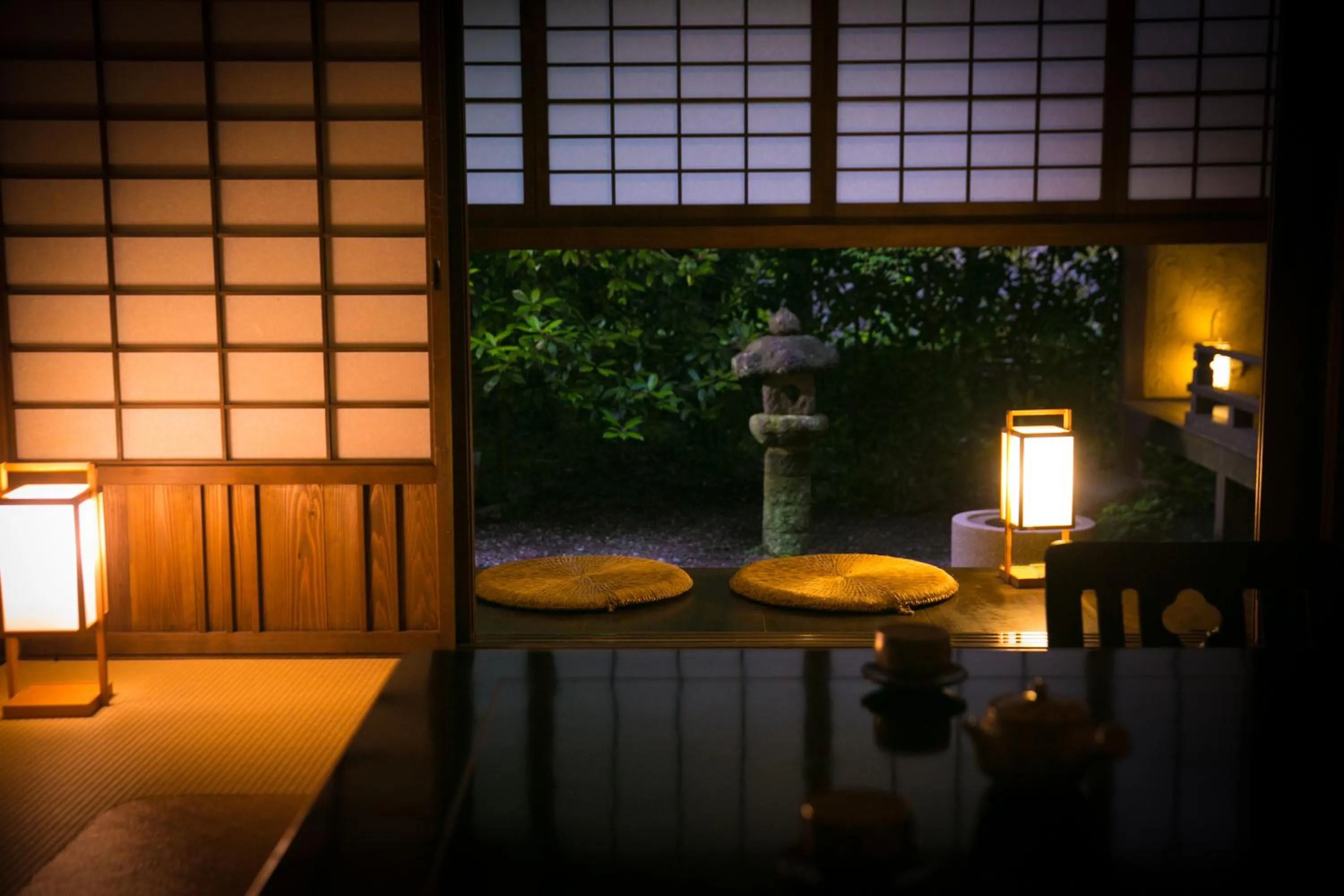 Seating area in Yufuin Gettouan
