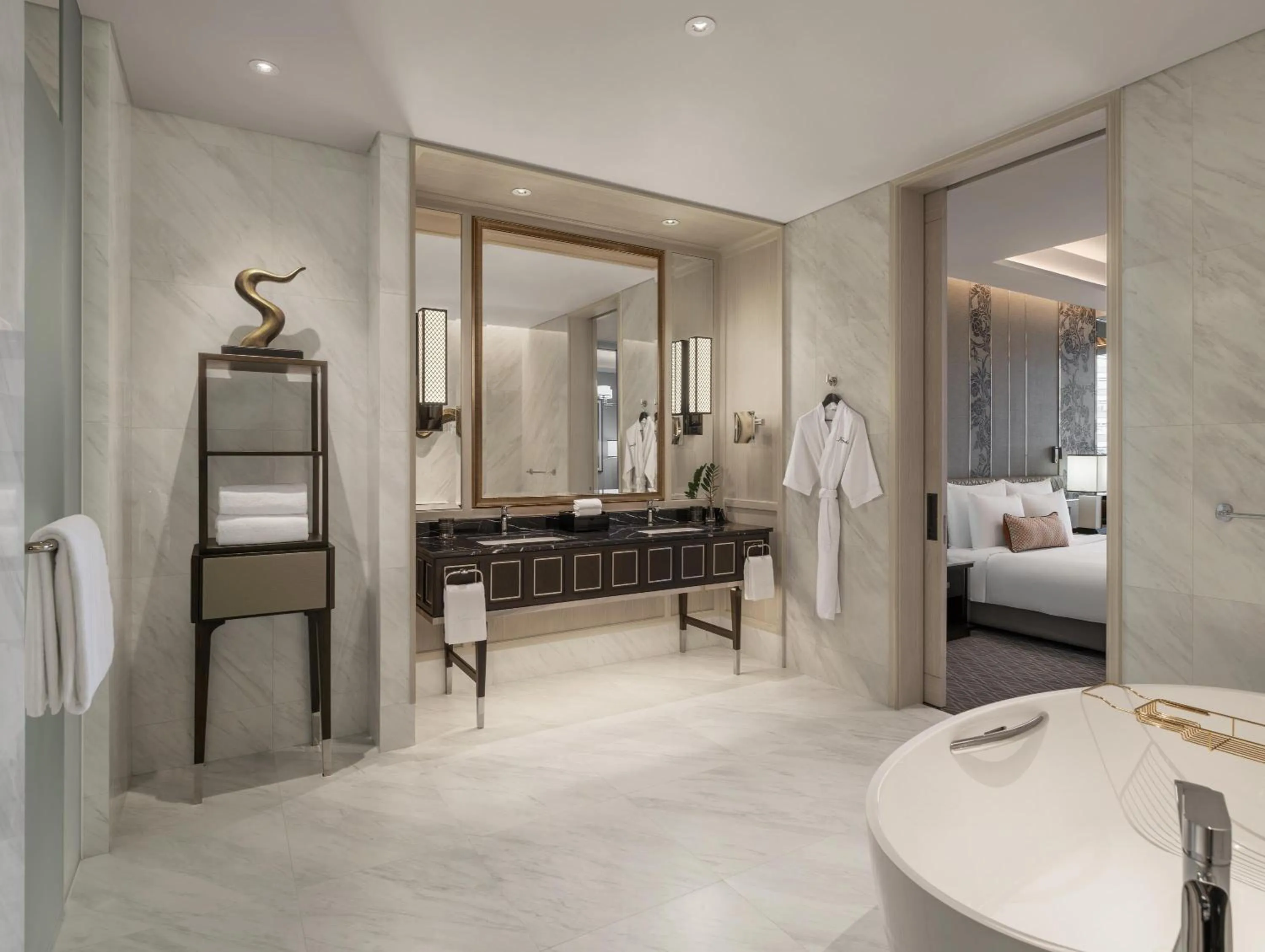 Bathroom, Bed in Sindhorn Kempinski Hotel Bangkok