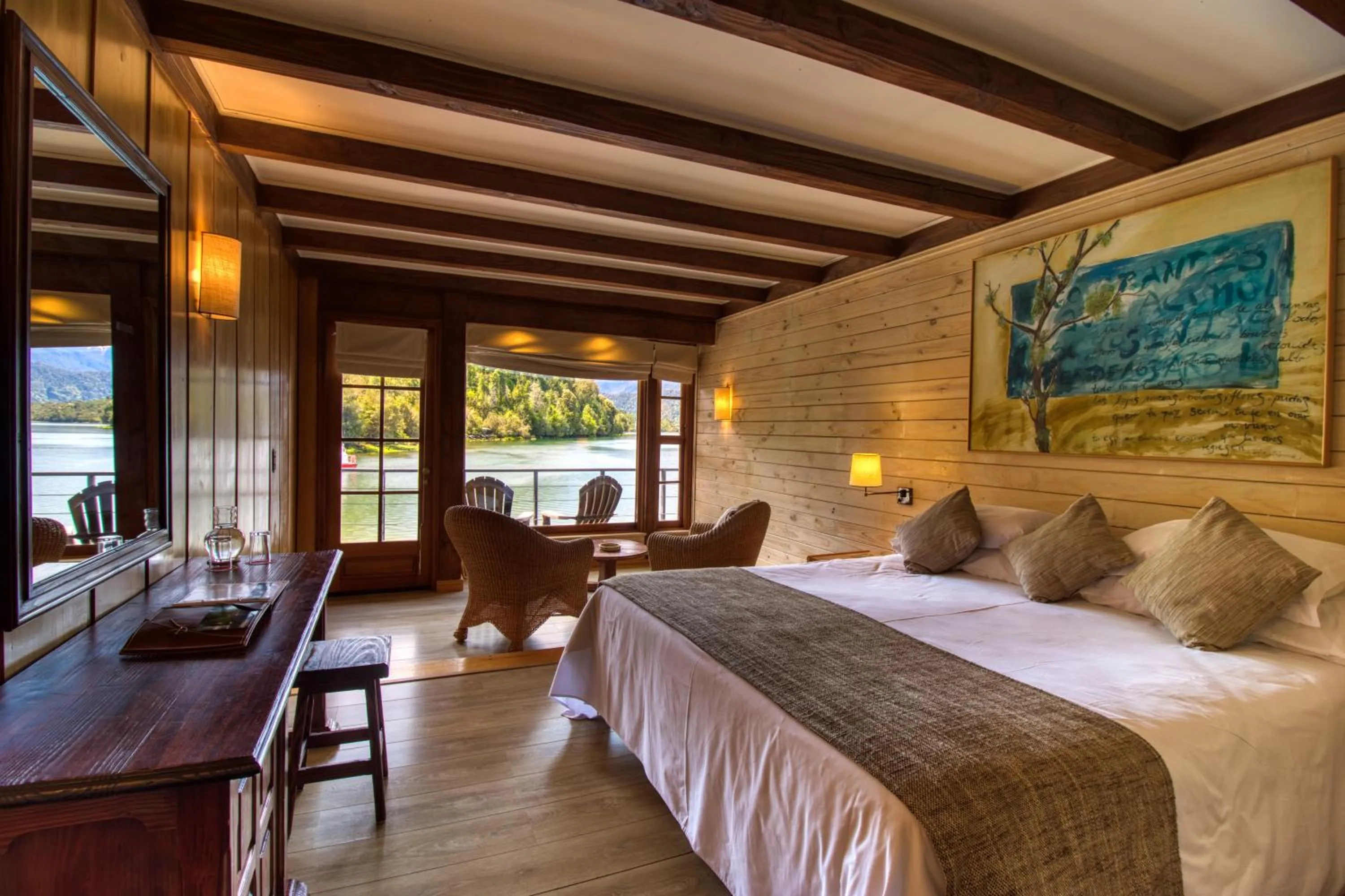 Bed in Puyuhuapi Lodge & Spa