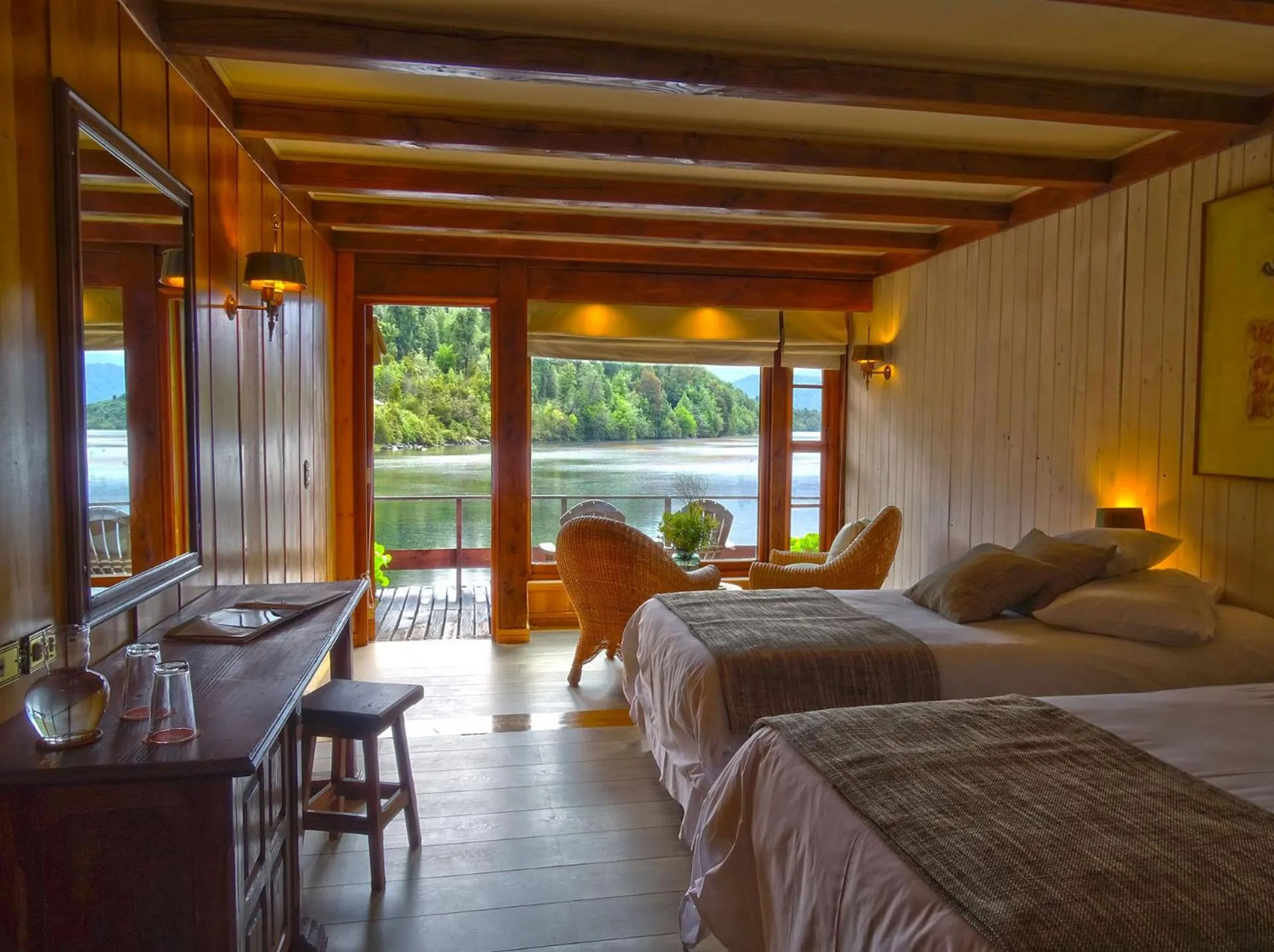 Bed in Puyuhuapi Lodge & Spa