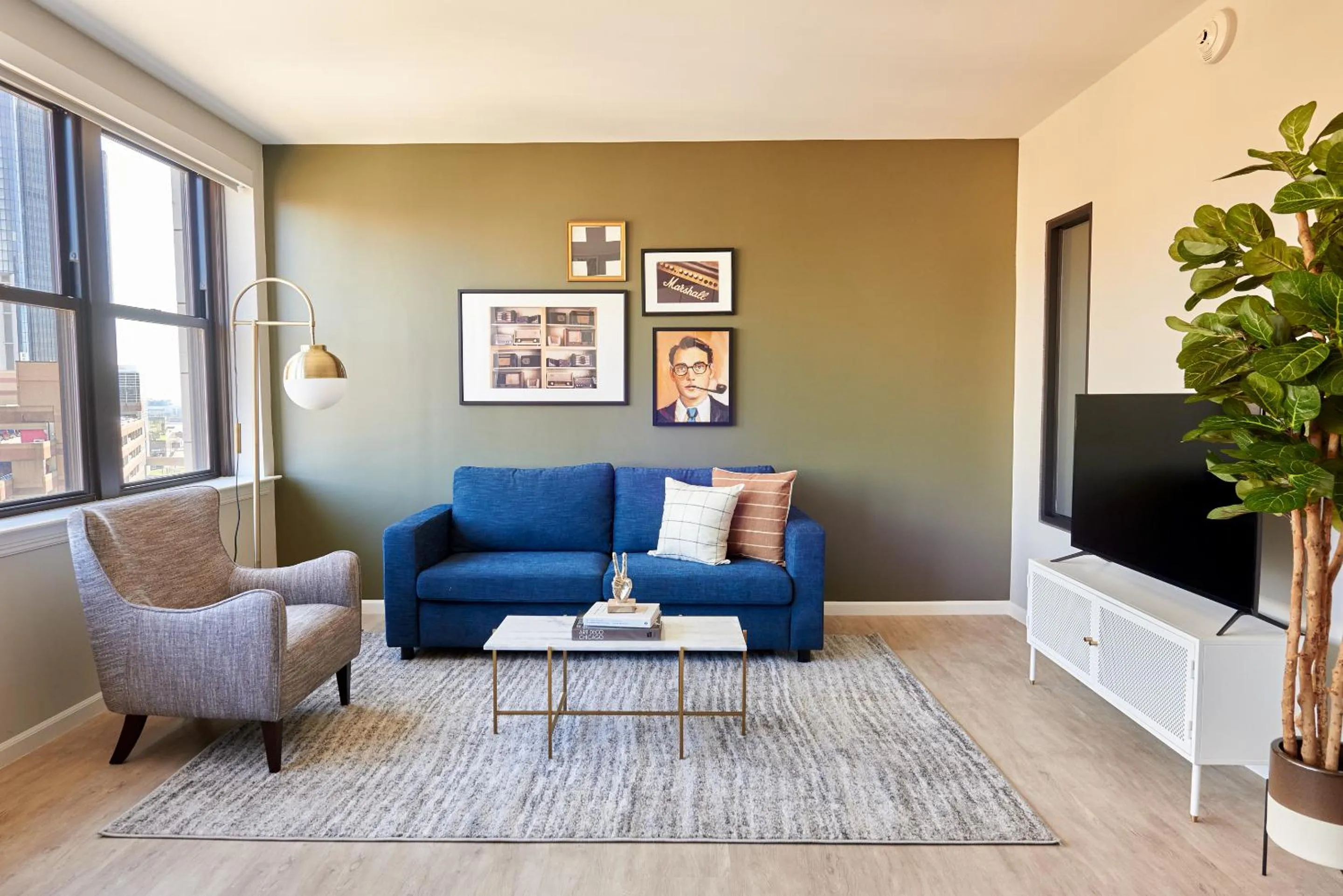 Living room in Kasa Cadillac Square Detroit