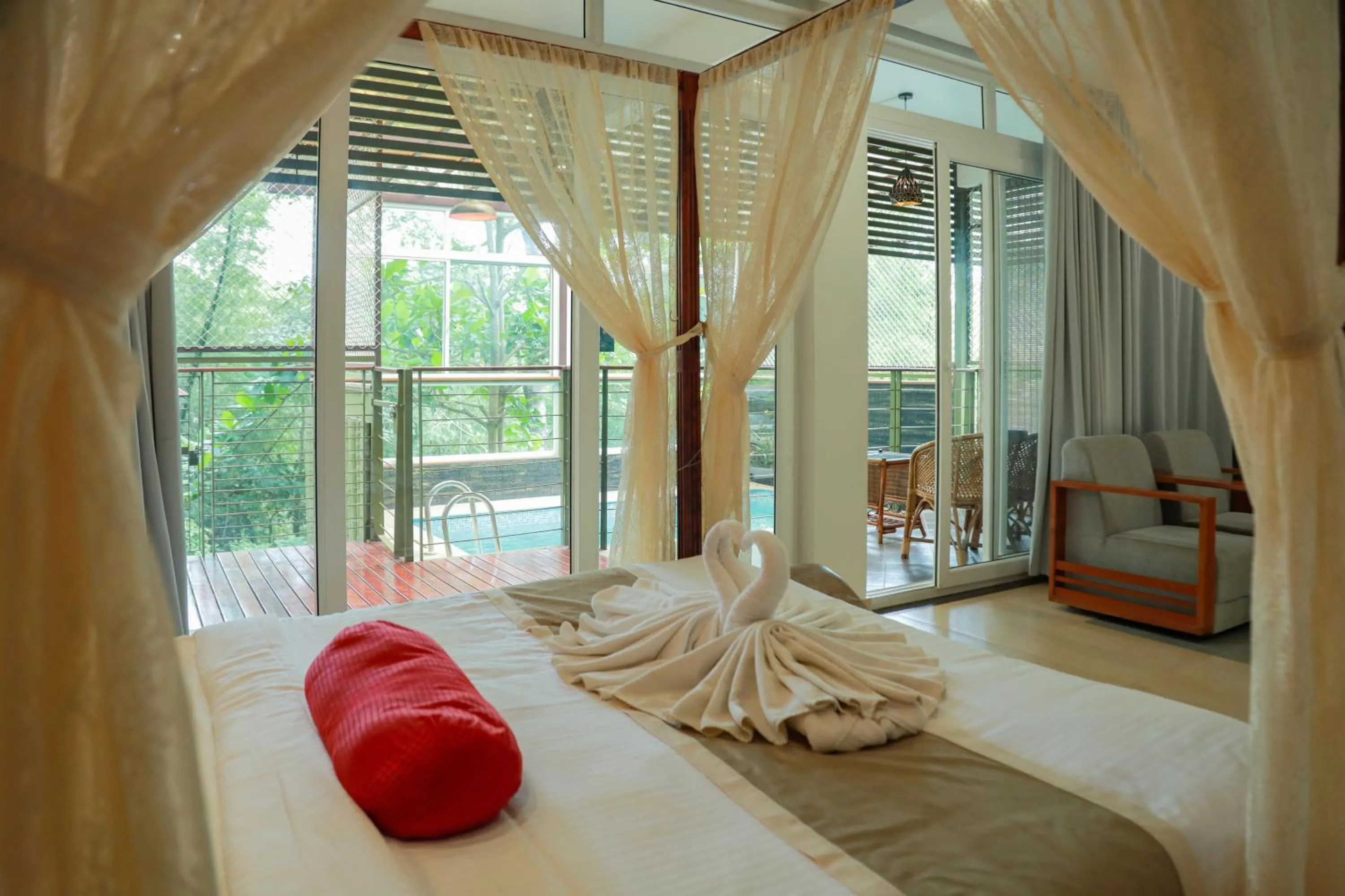 Bedroom, Bed in Kuruva Island Resort And Spa - By KABINI BREEZE