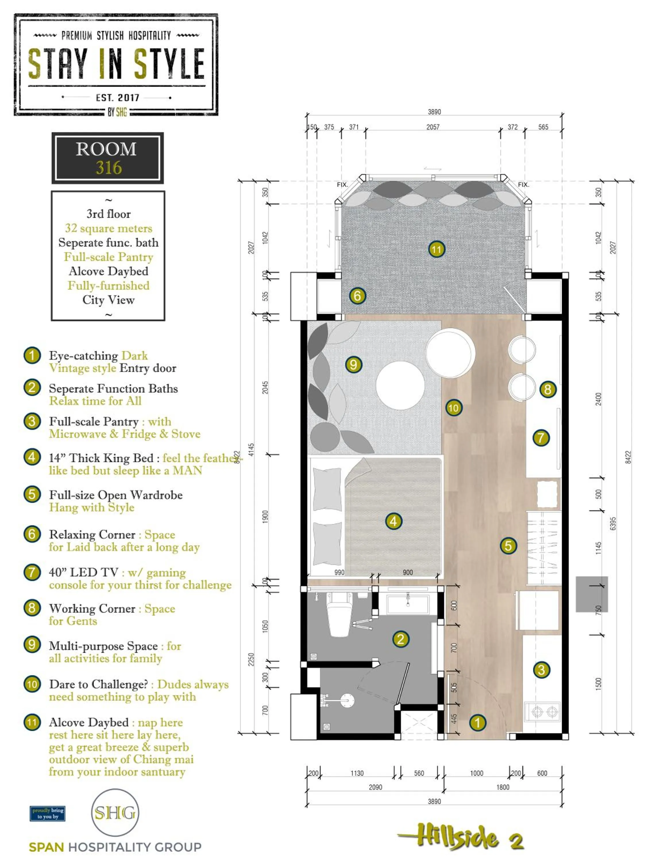 Floor plan in Stay in Style at Nimman R316