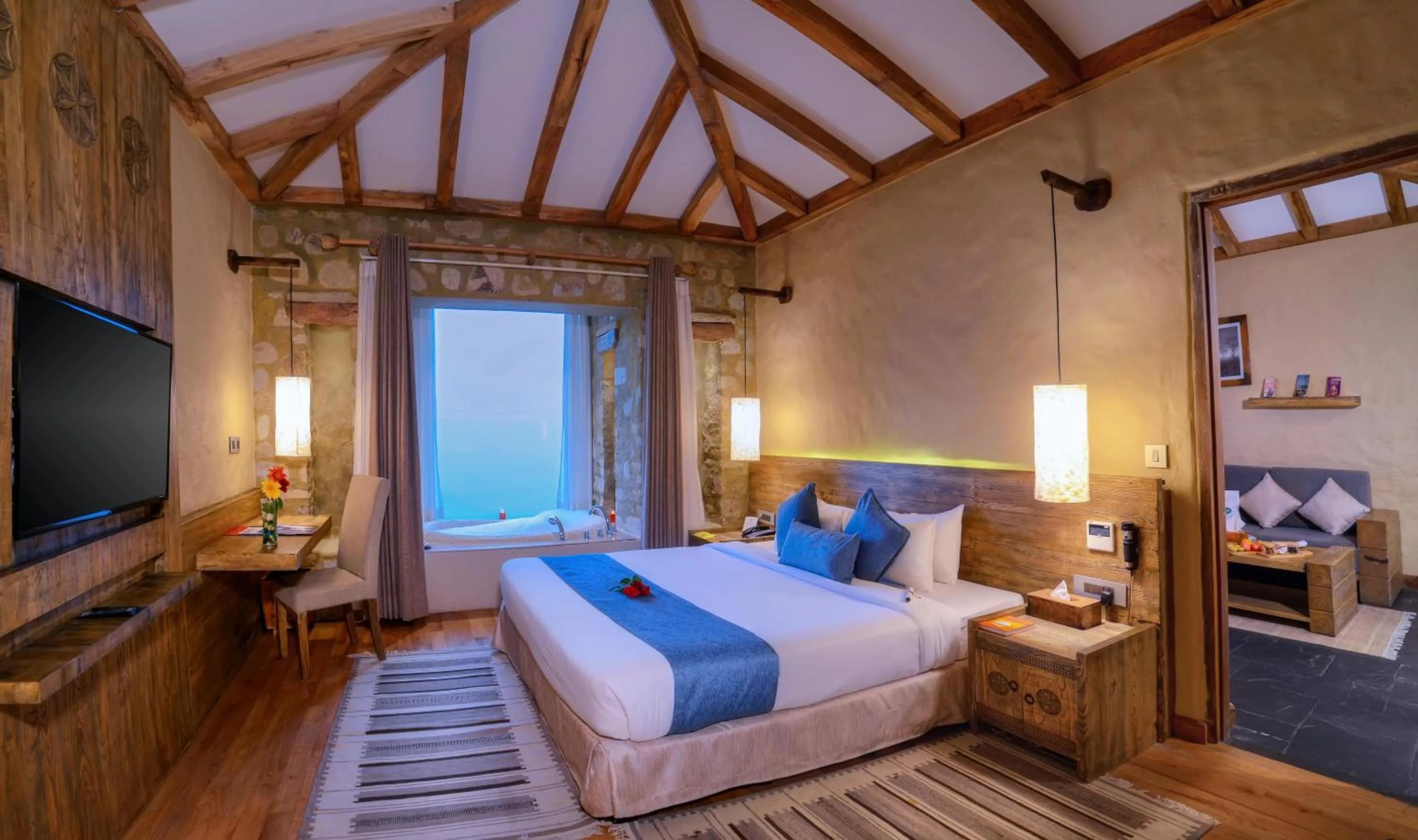 Bed in Sarangkot Mountain Lodge