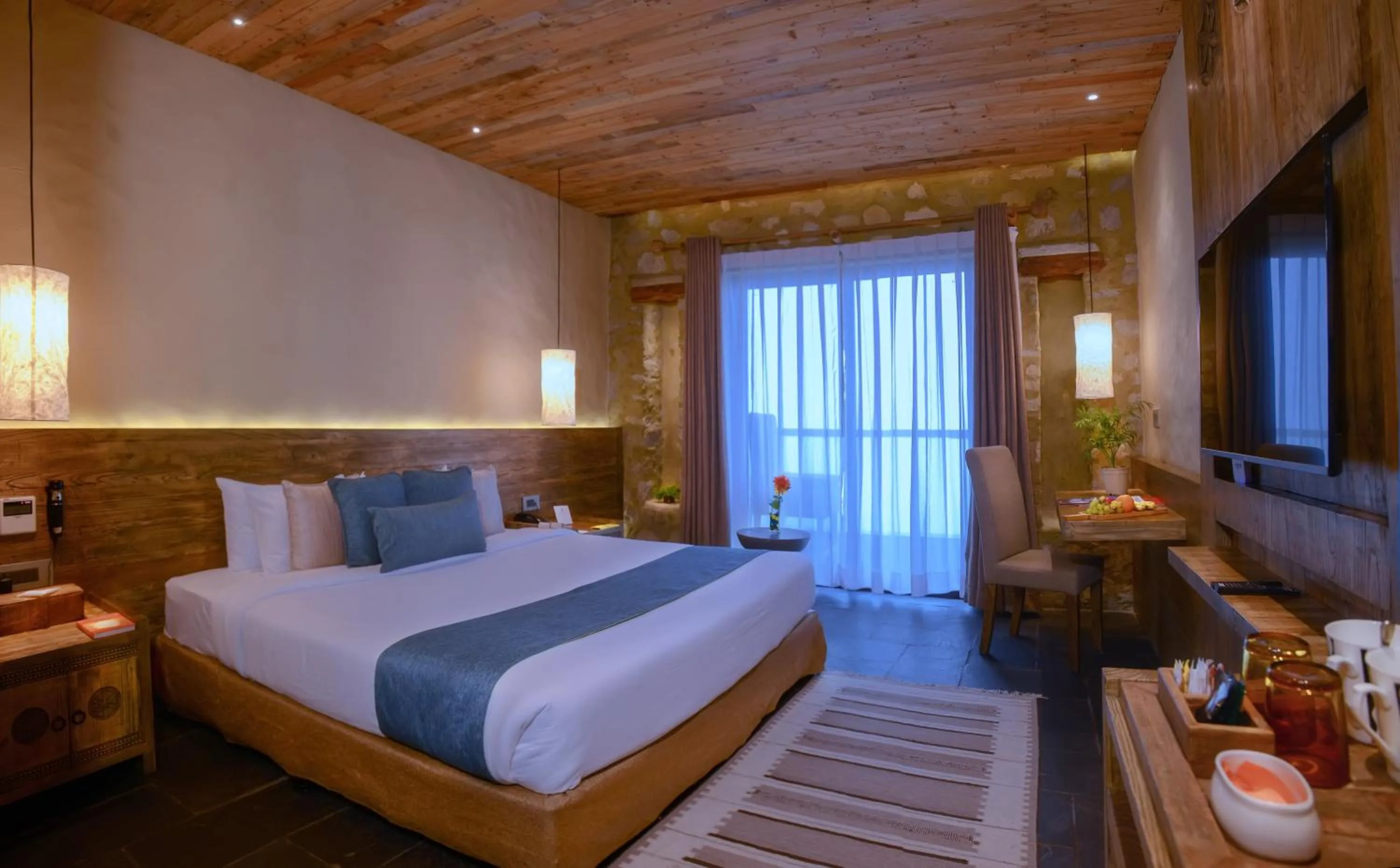 Bed in Sarangkot Mountain Lodge