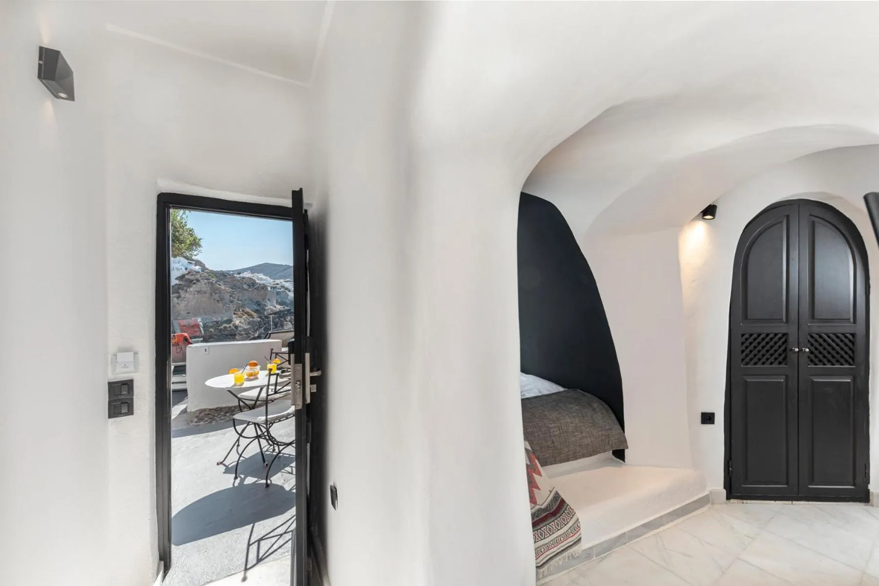 View (from property/room), Bed in Pearl of Caldera Oia - Boutique Hotel by Pearl Hotel Collection