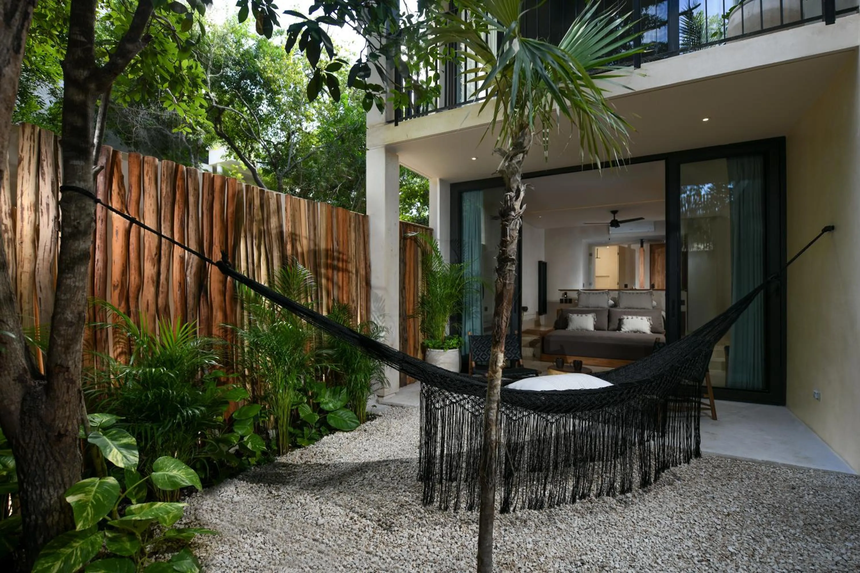 Patio in Casa Agape Hotel Tulum with Beach Club Access