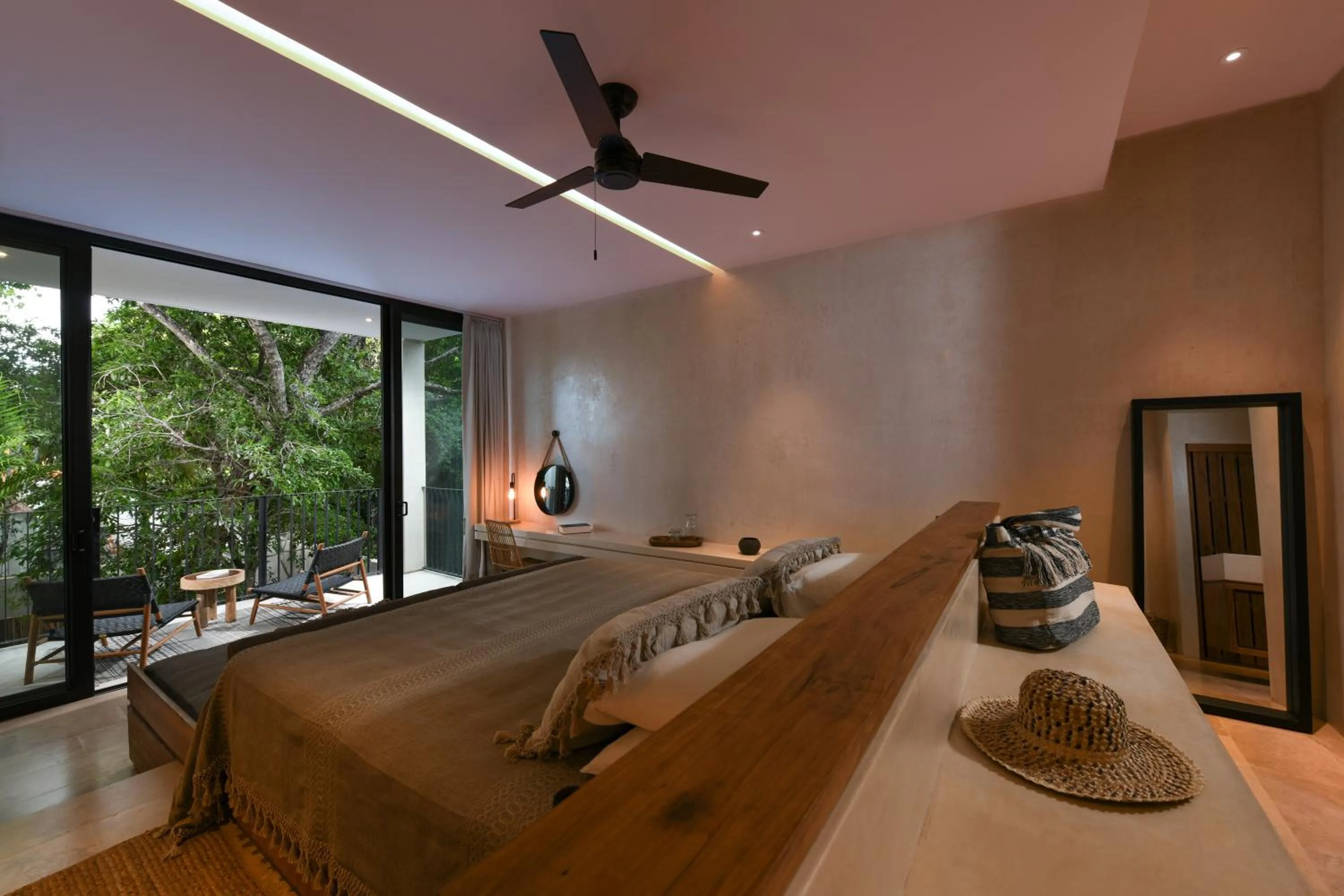 Bed in Casa Agape Hotel Tulum with Beach Club Access