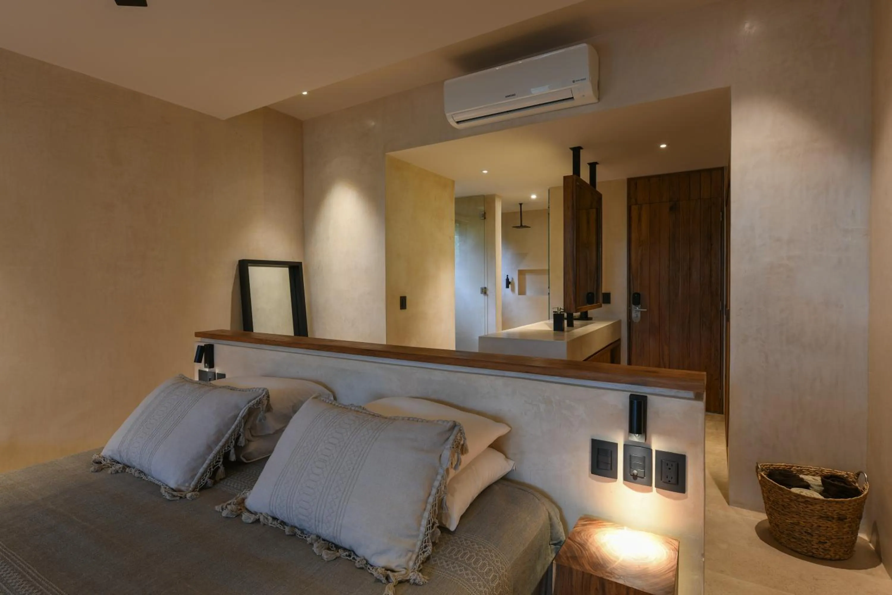 Living room, Bed in Casa Agape Hotel Tulum with Beach Club Access