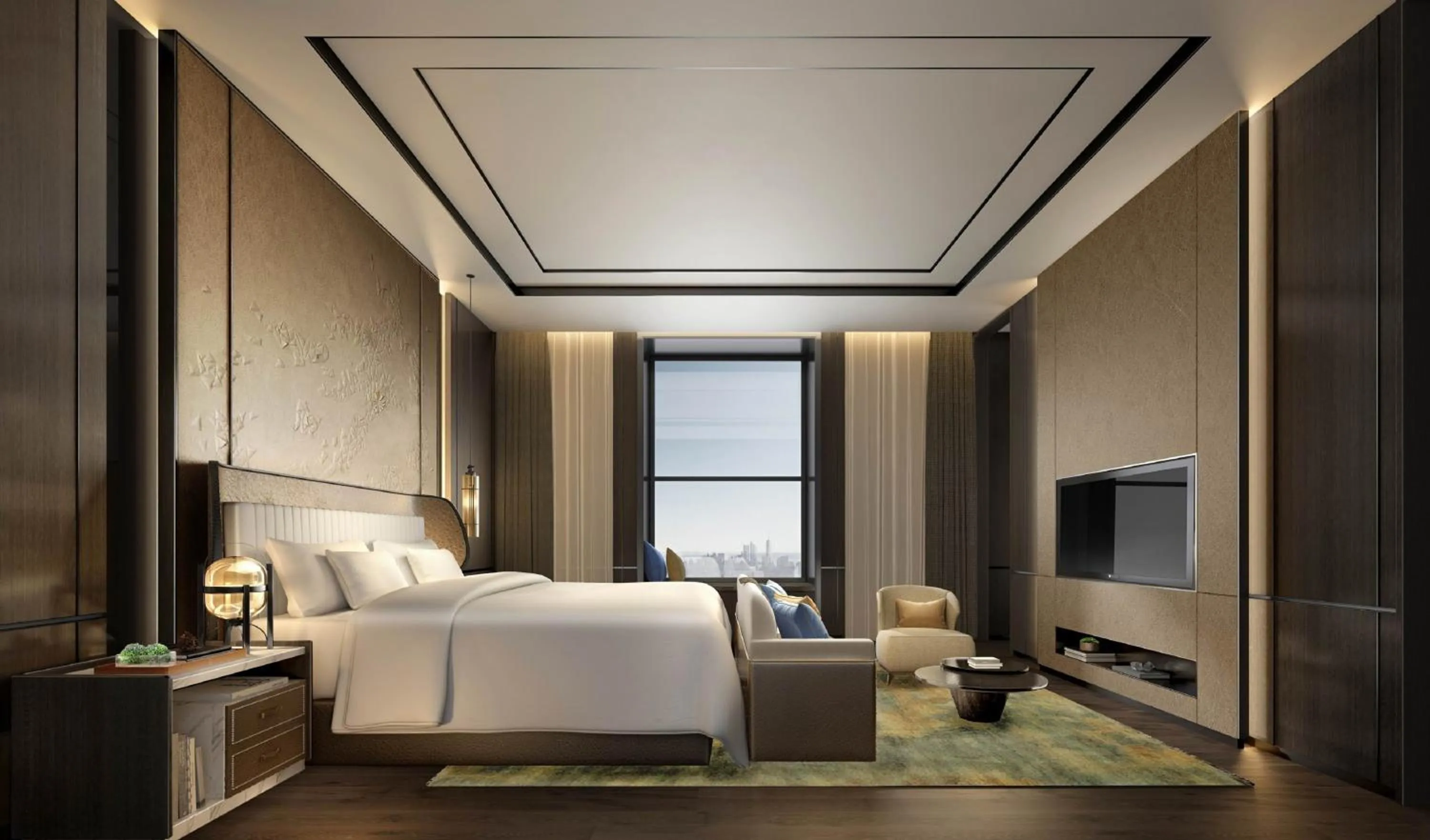 Photo of the whole room, Bed in Crowne Plaza Wuhan Development Zone by IHG
