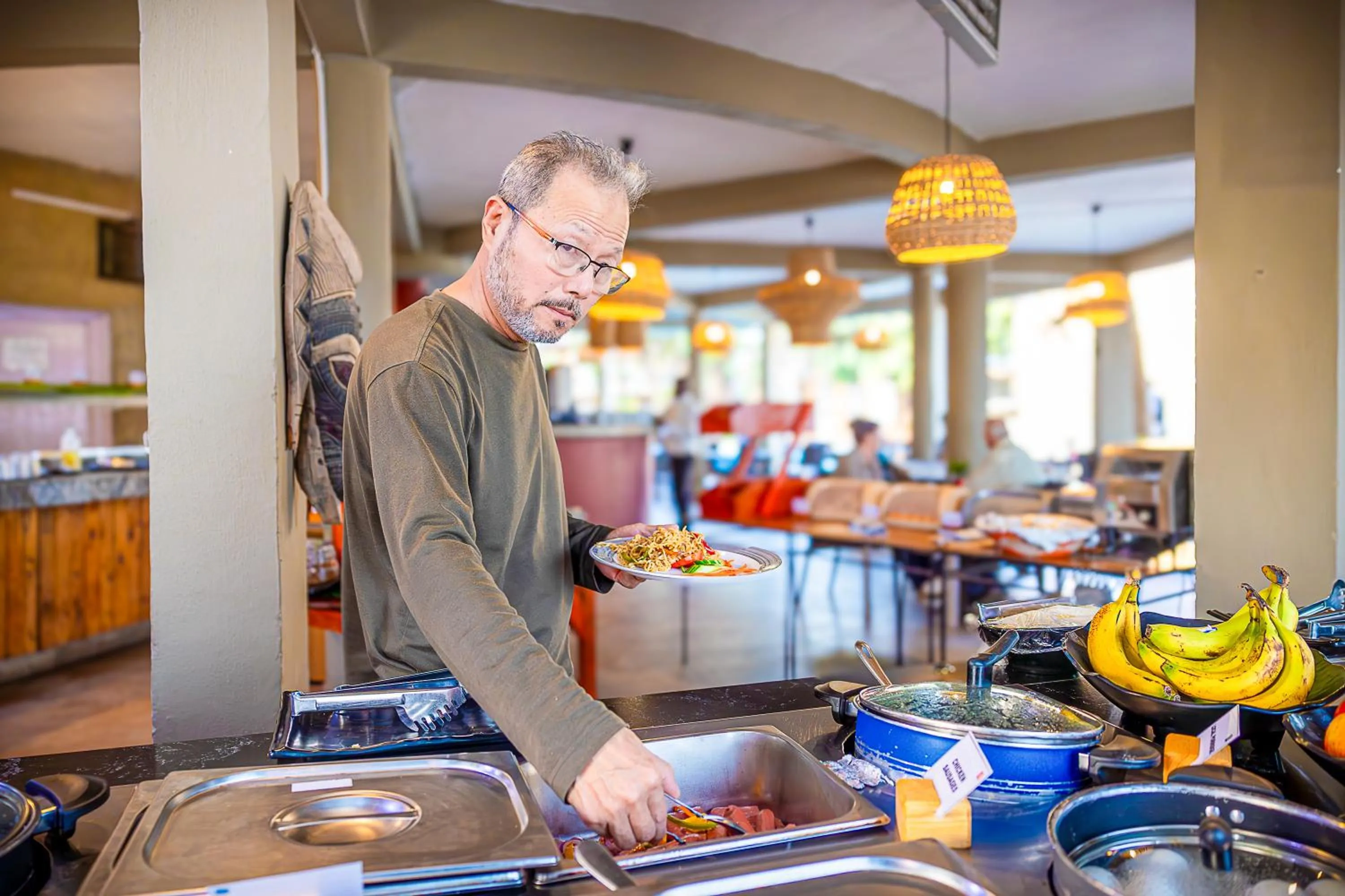 Buffet breakfast in Balafon Beach Resort