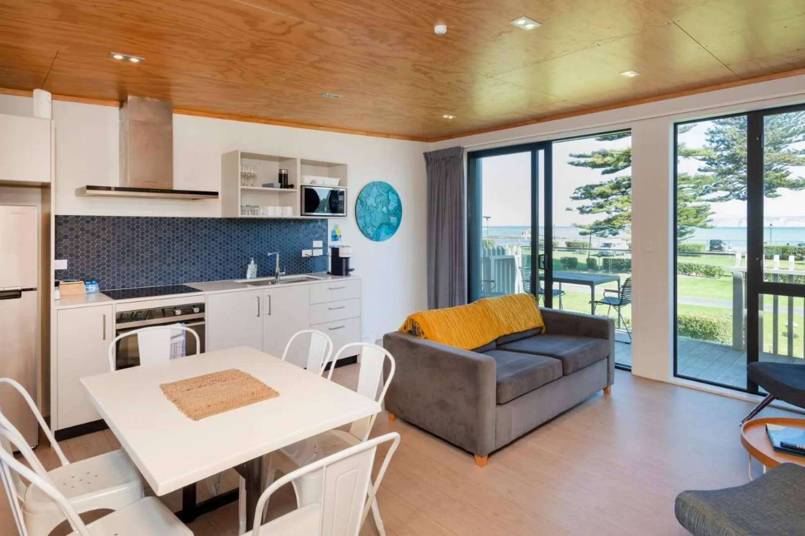 Living room in Waikanae Beach Ocean View Apartments