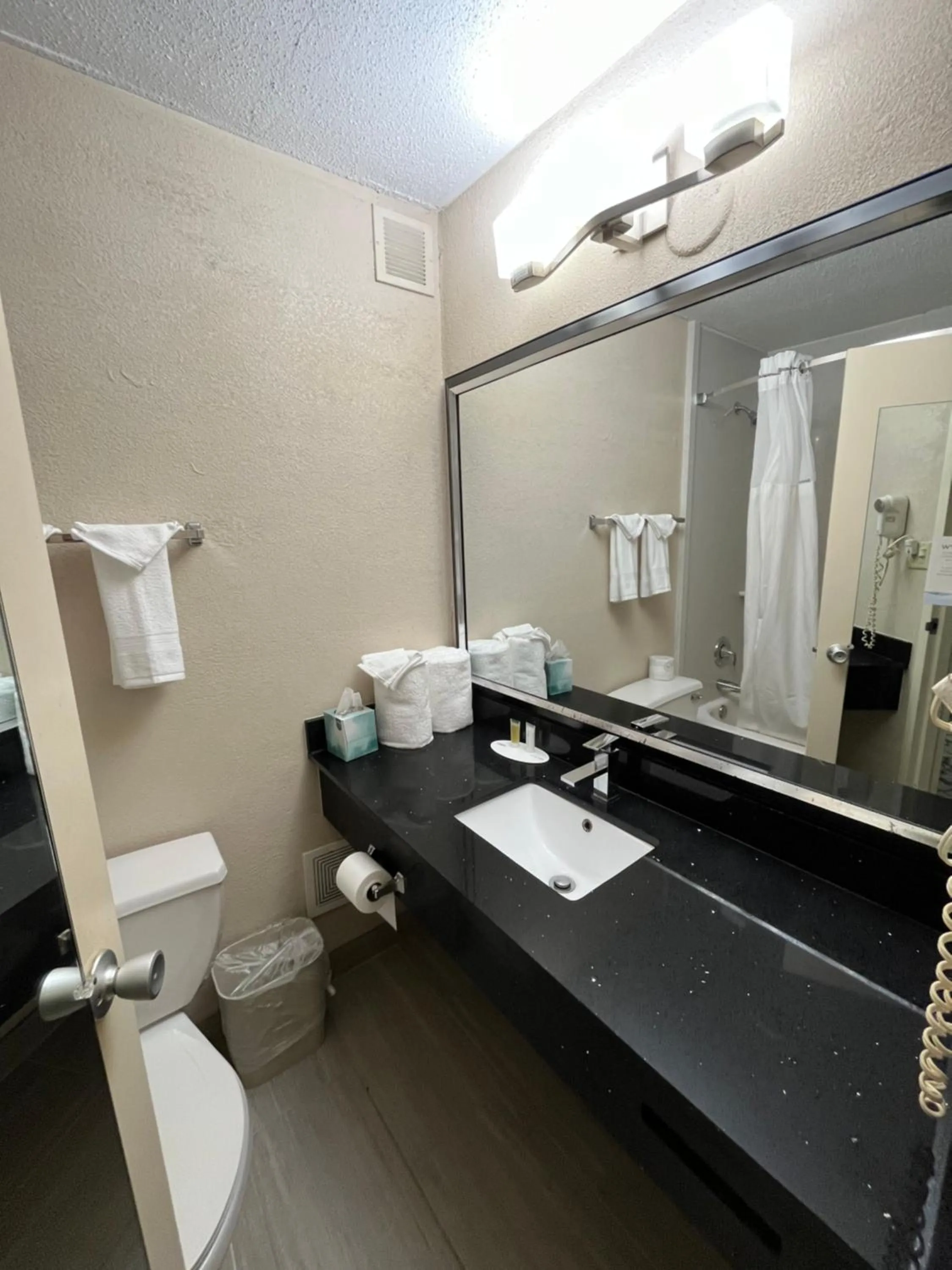 Bathroom in Ramada Plaza by Wyndham Charlotte South End Airport