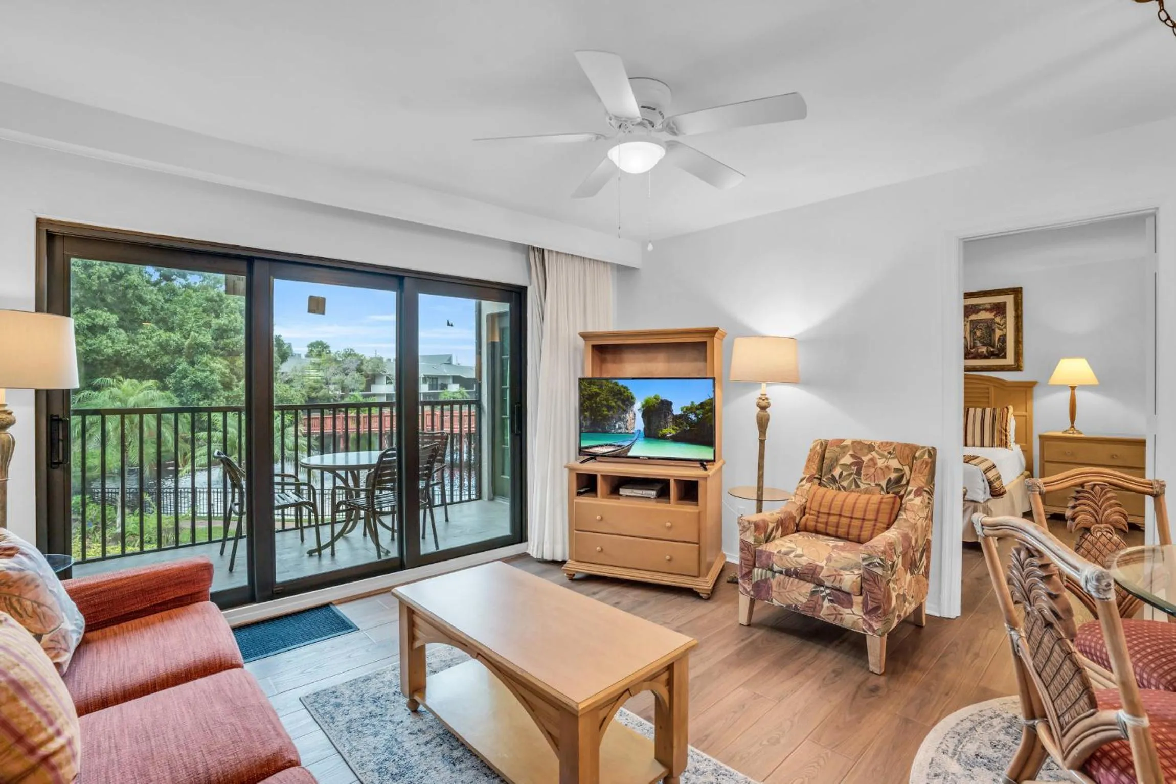 Living room in Park Shore Resort by Mike Z Rentals