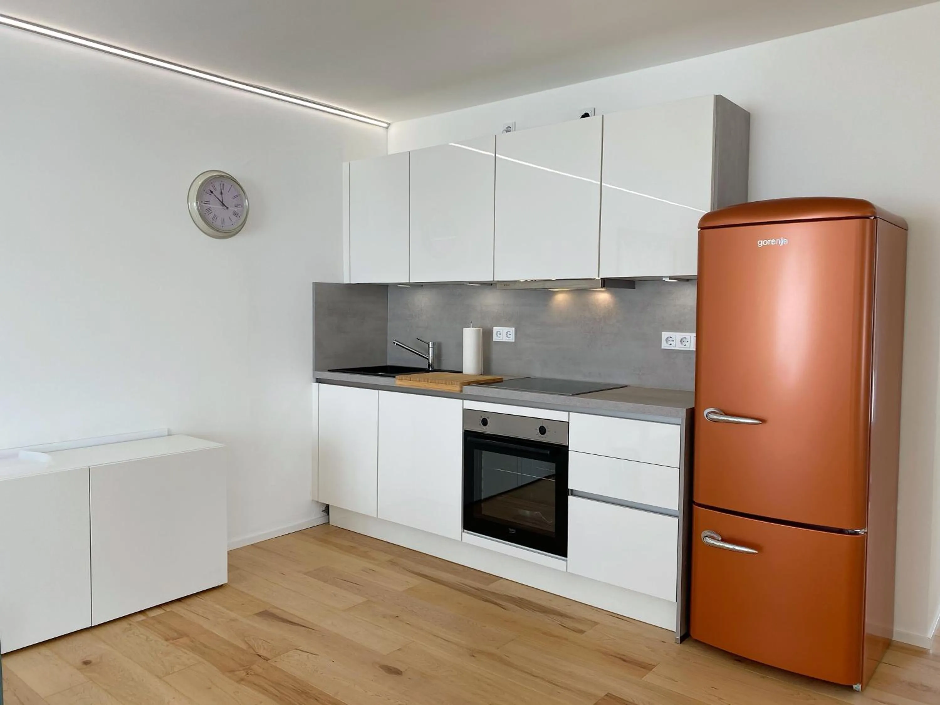Kitchen or kitchenette in Weingut-Aparthotel Olinger